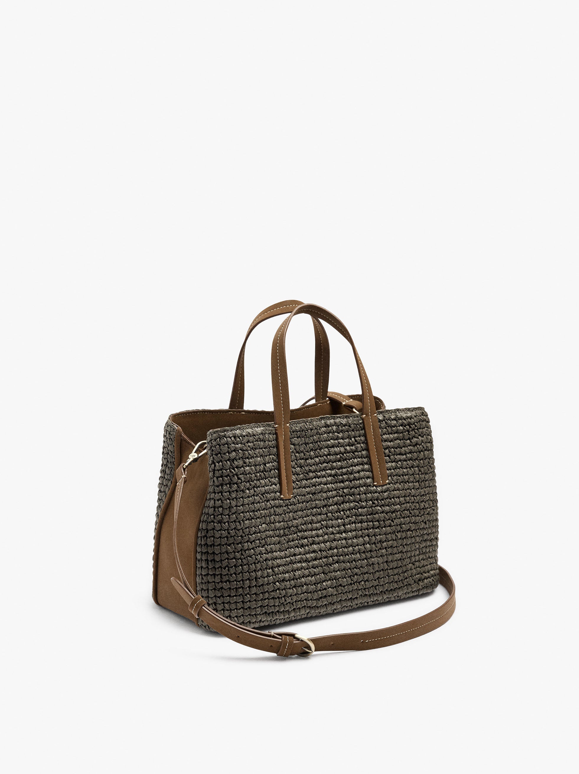 Bolso Tote Efecto Rafia Con Bandolera