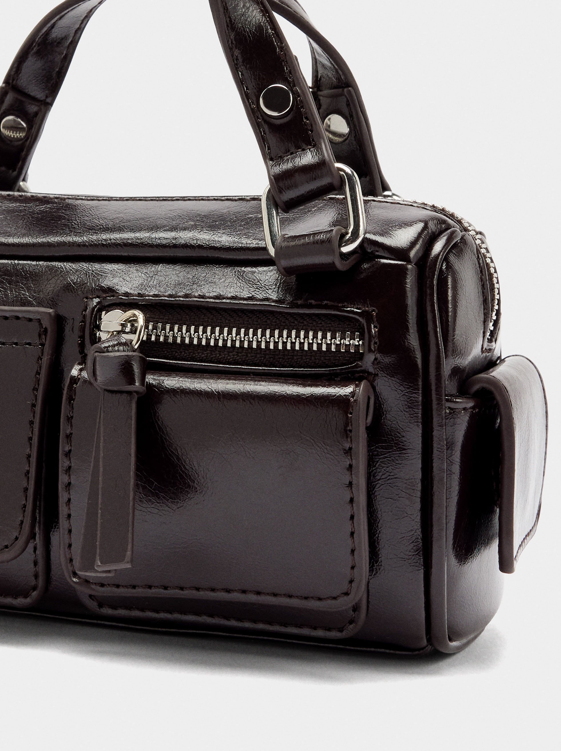 Mini Bolso De Mano Con Efecto Piel