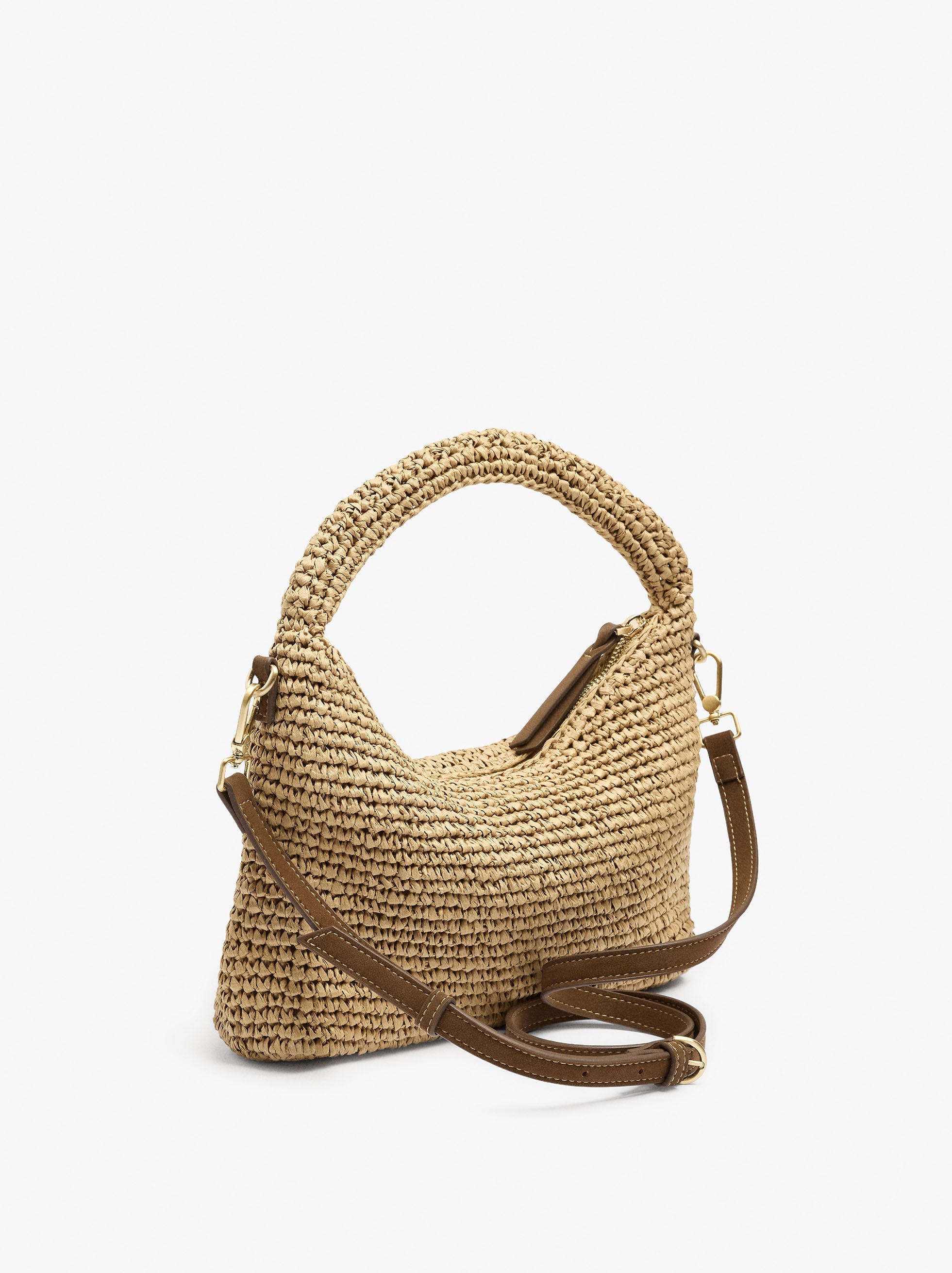 Bolso De Mano Efecto Rafia Con Bandolera
