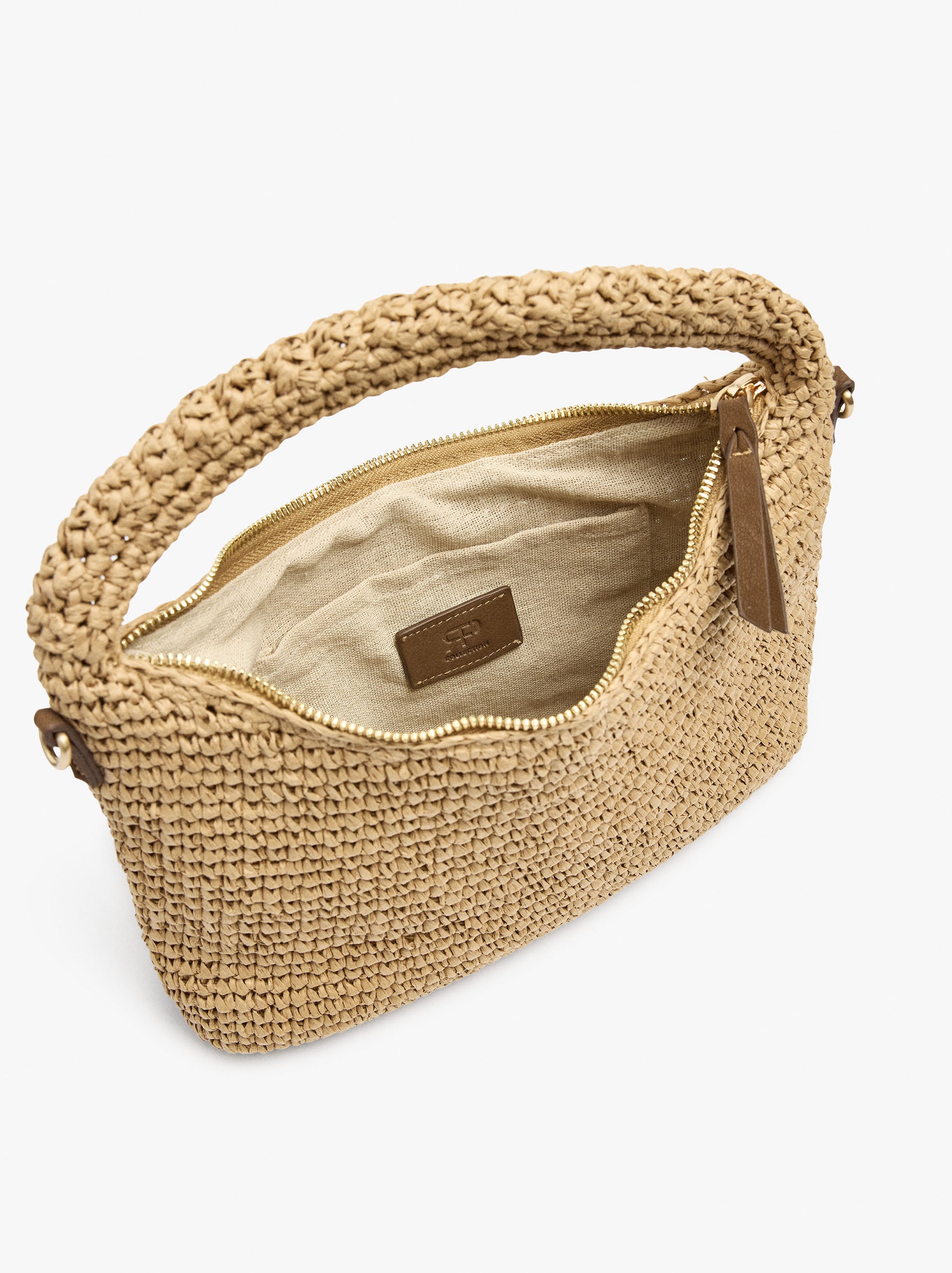 Bolso De Mano Efecto Rafia Con Bandolera