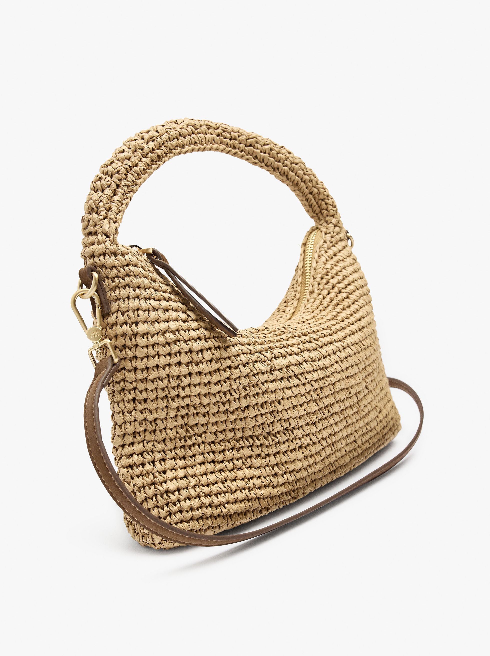 Bolso De Mano Efecto Rafia Con Bandolera