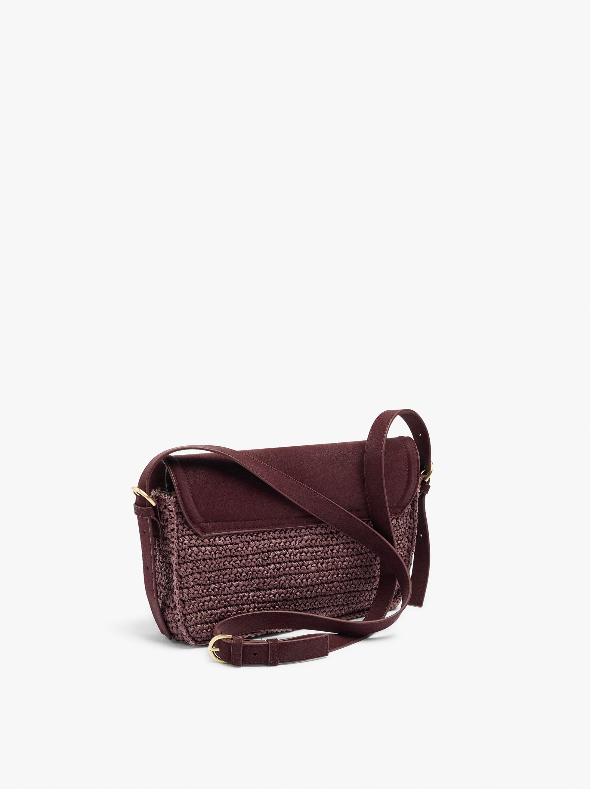 Bolso Bandolera Efecto Rafia Con Solapa