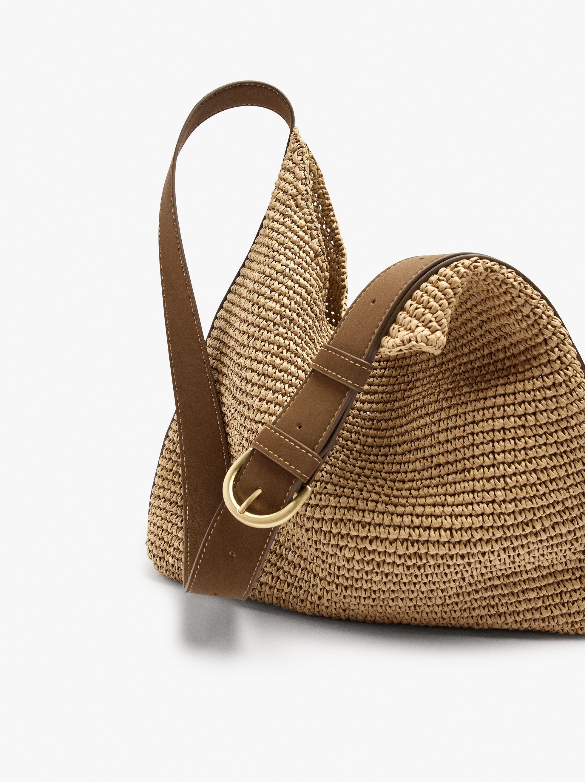 Bolso De Hombro Efecto Rafia