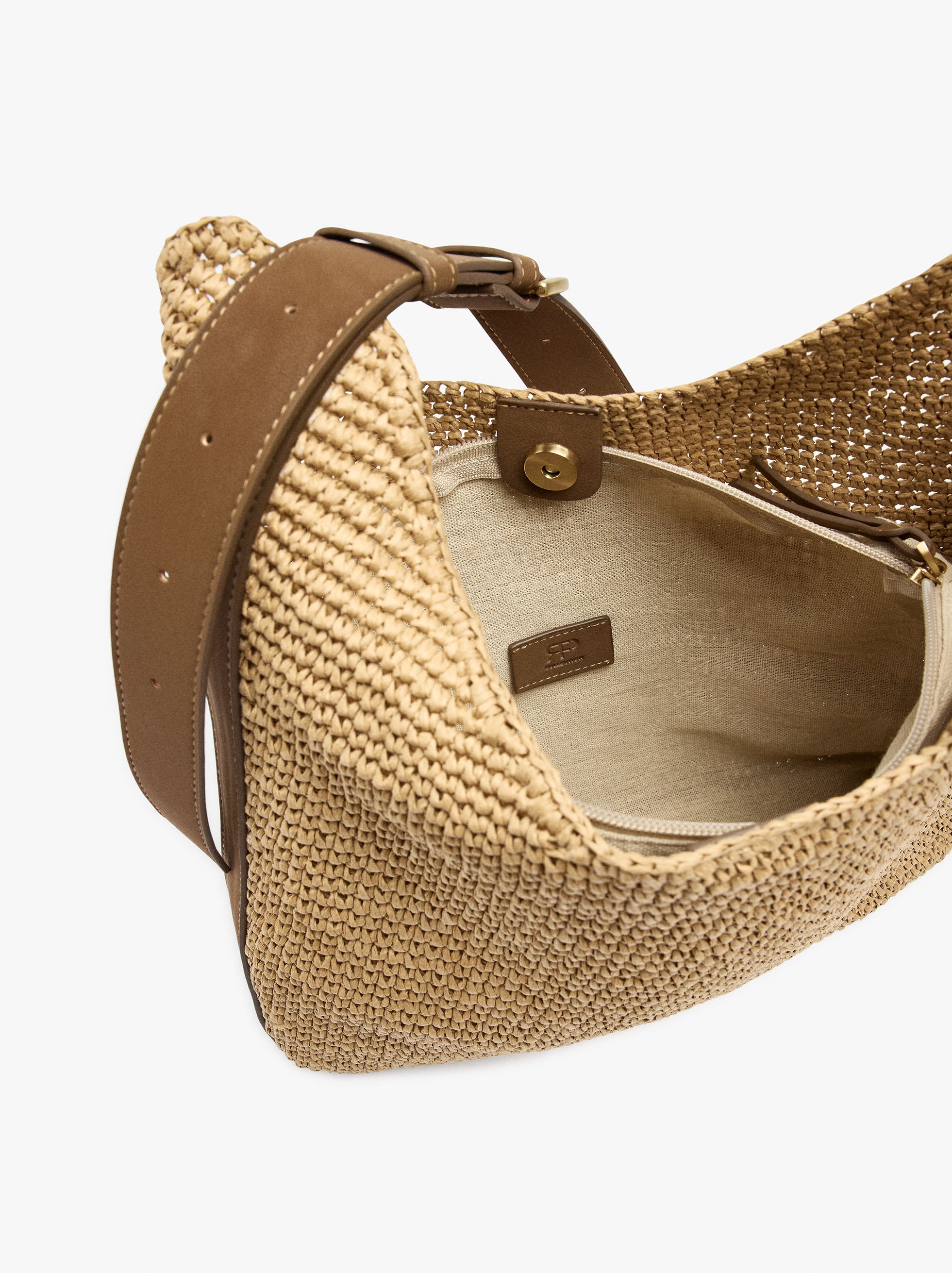 Bolso De Hombro Efecto Rafia