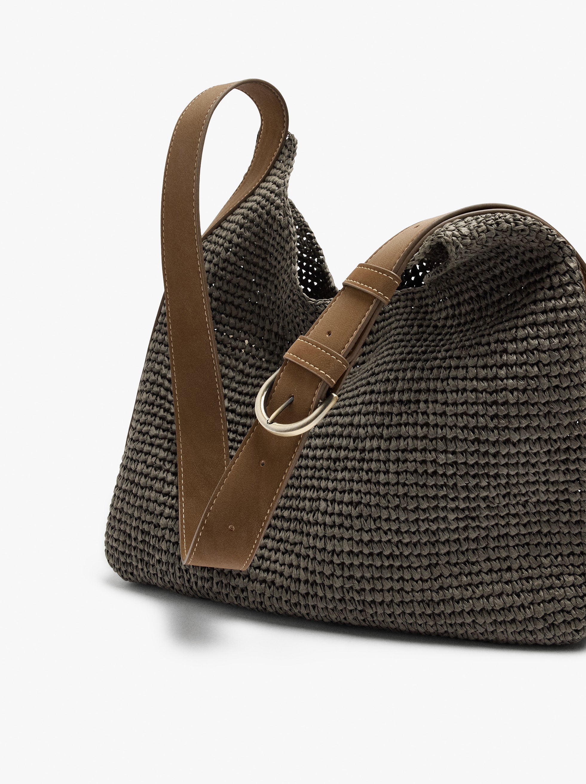 Bolso De Hombro Efecto Rafia