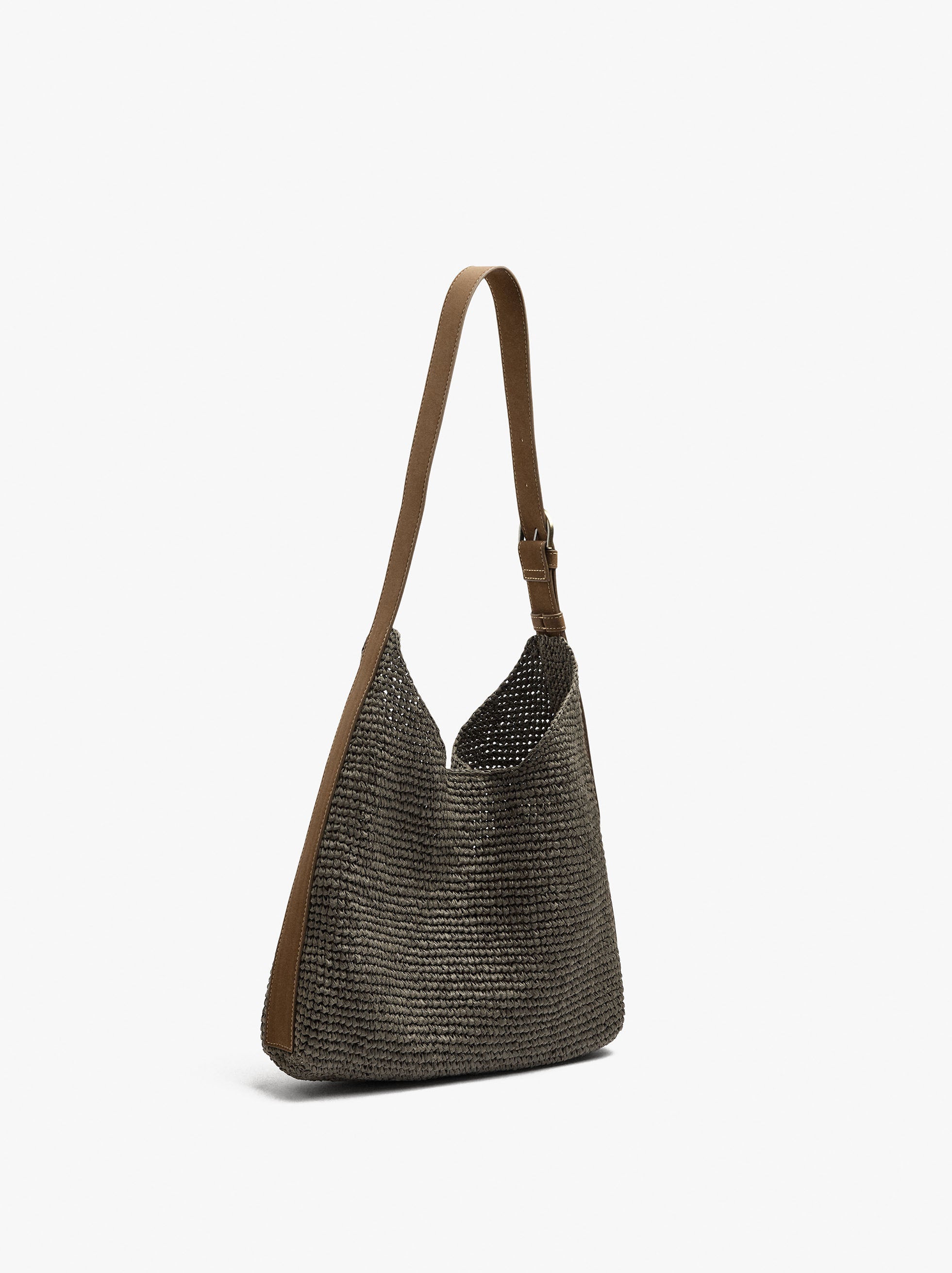 Bolso De Hombro Efecto Rafia