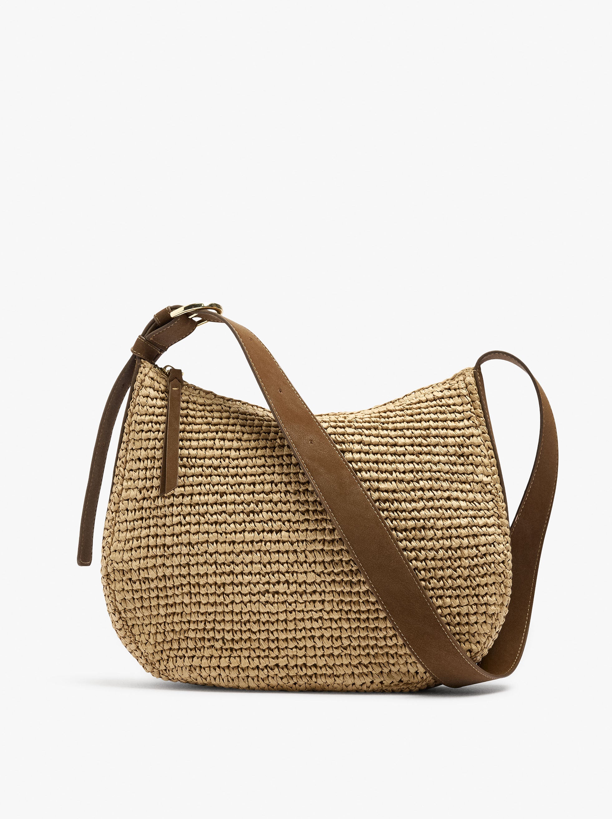Bolso Bandolera Con Efecto Rafia