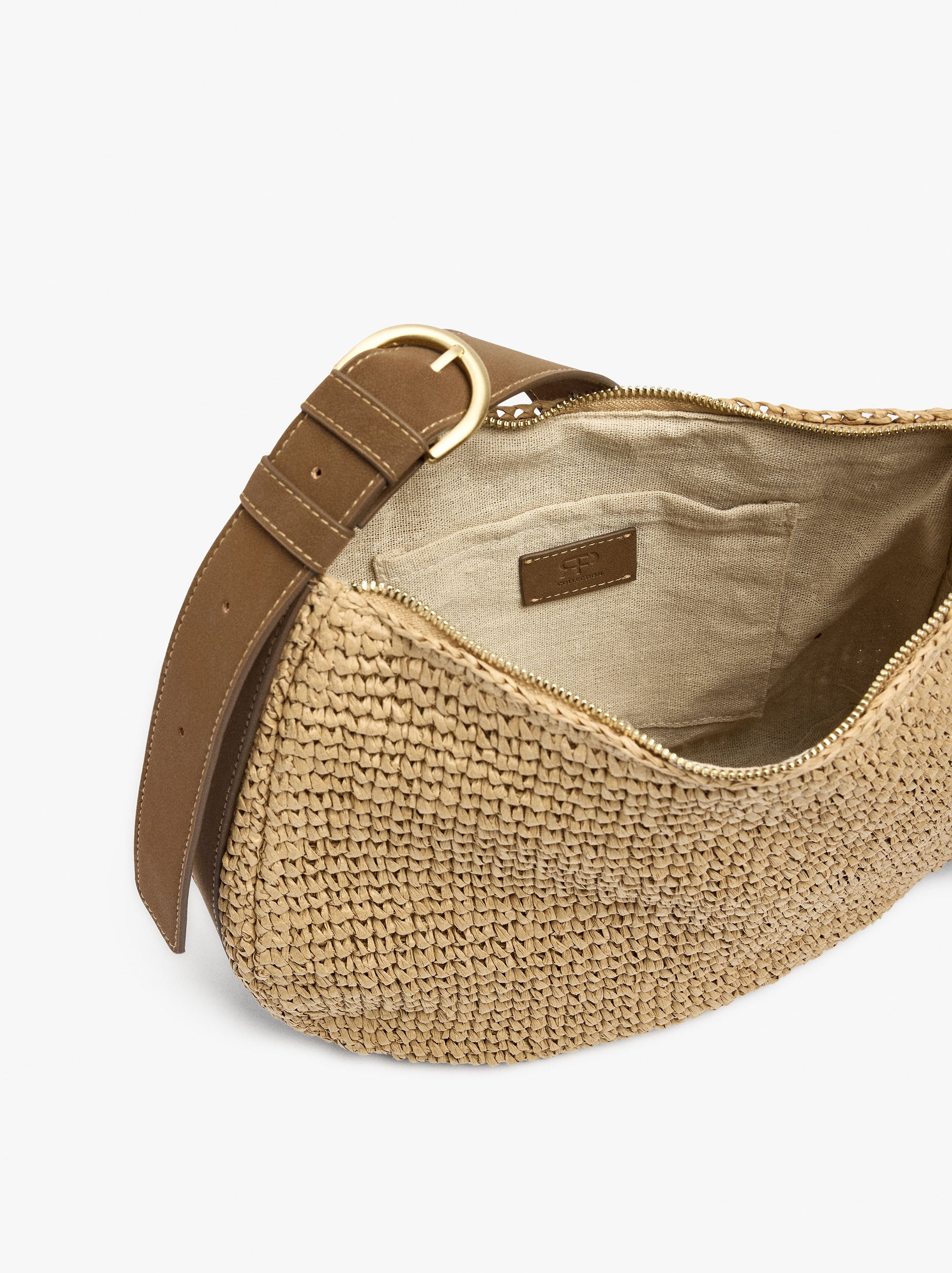 Bolso Bandolera Con Efecto Rafia