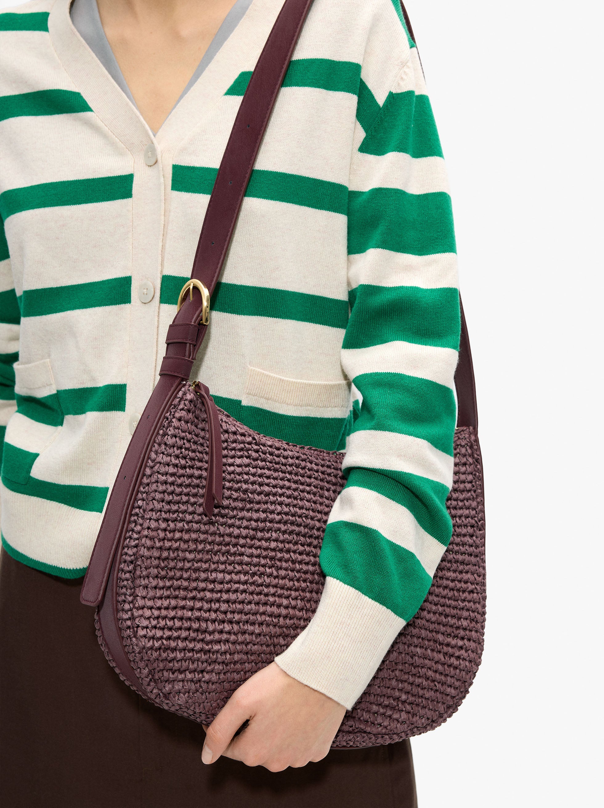 Bolso Bandolera Con Efecto Rafia