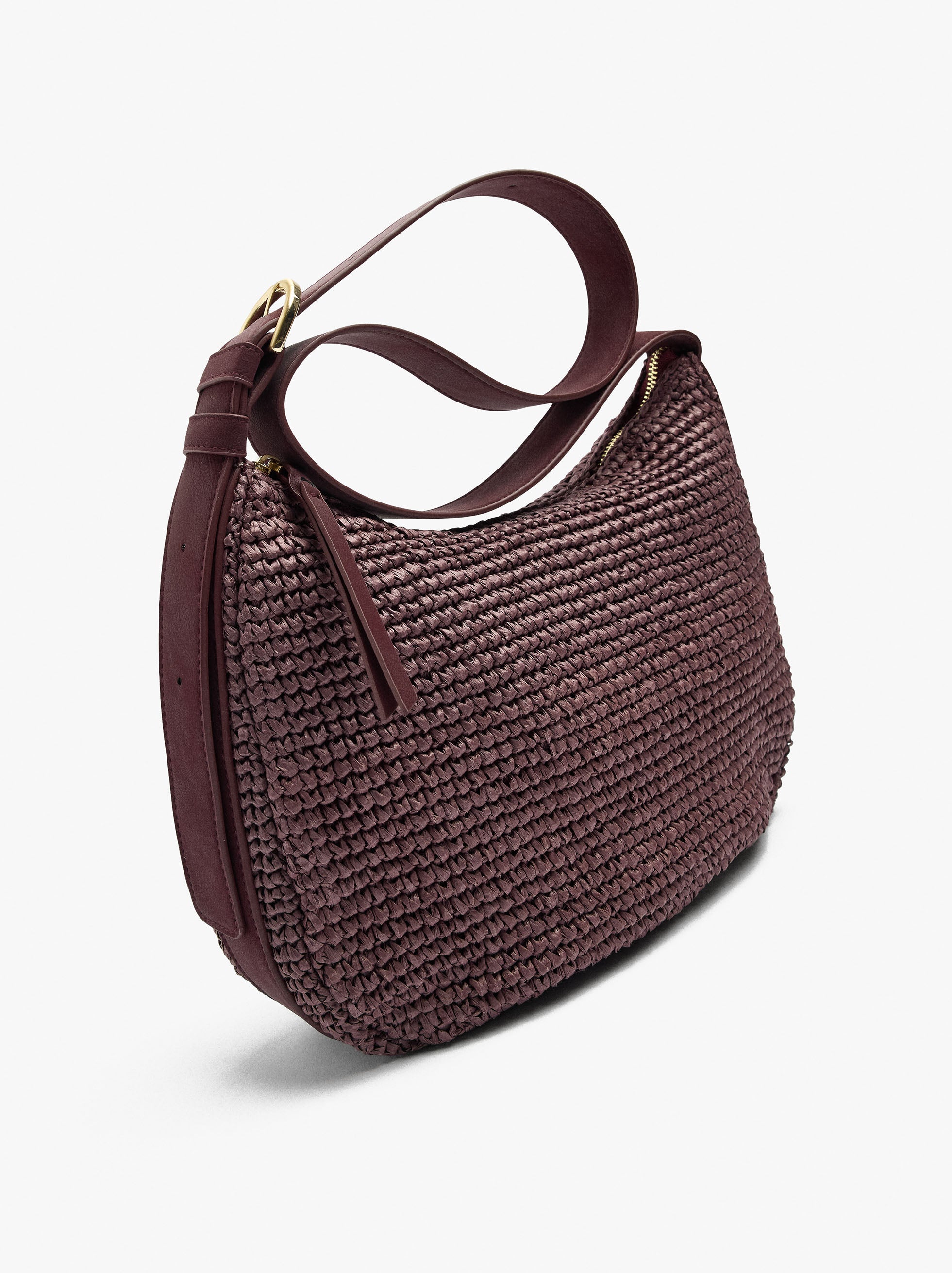 Bolso Bandolera Con Efecto Rafia