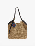 Bolso Shopper Efecto Rafia Con Colgante