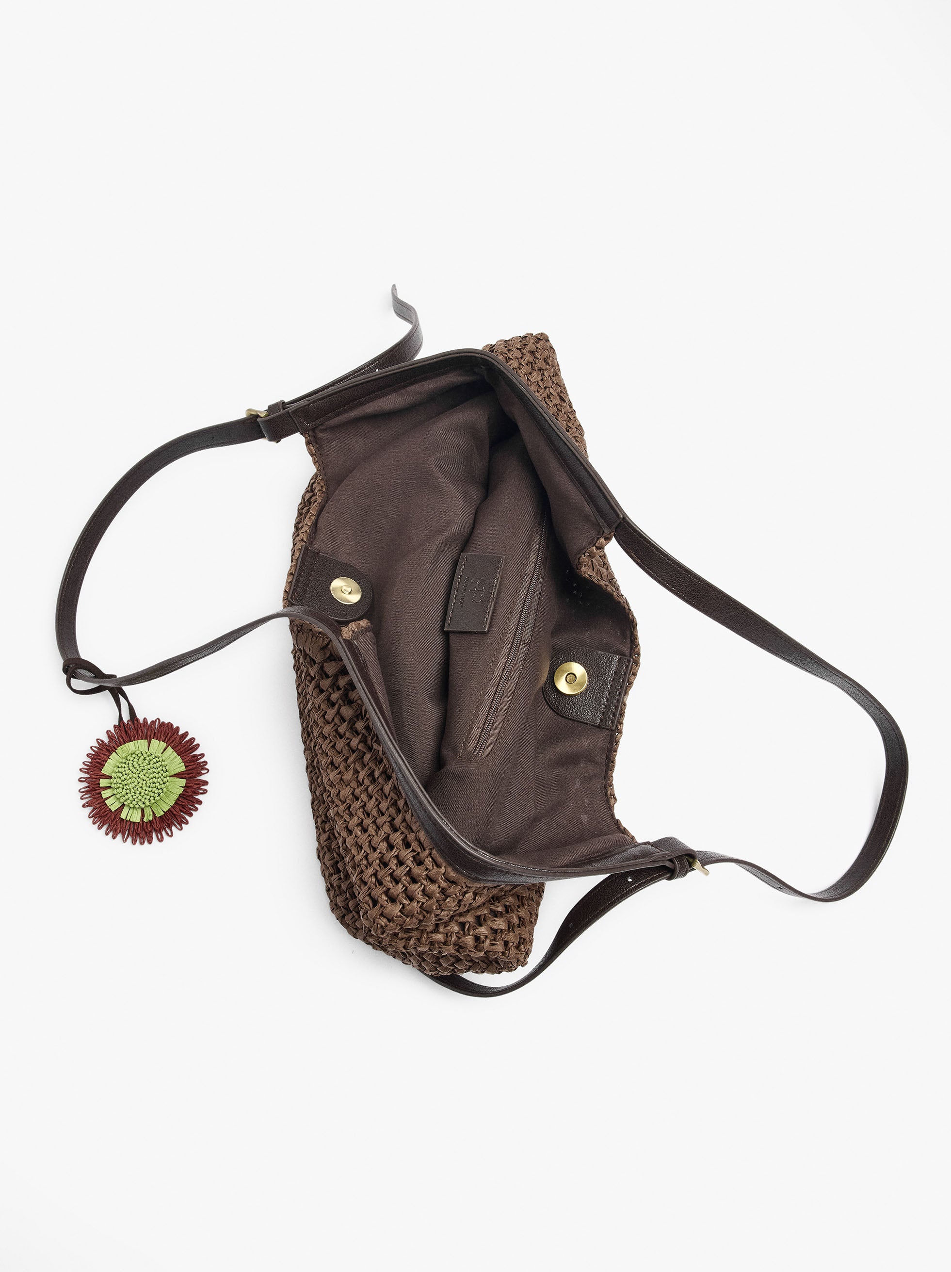 Bolso Shopper Efecto Rafia Con Colgante