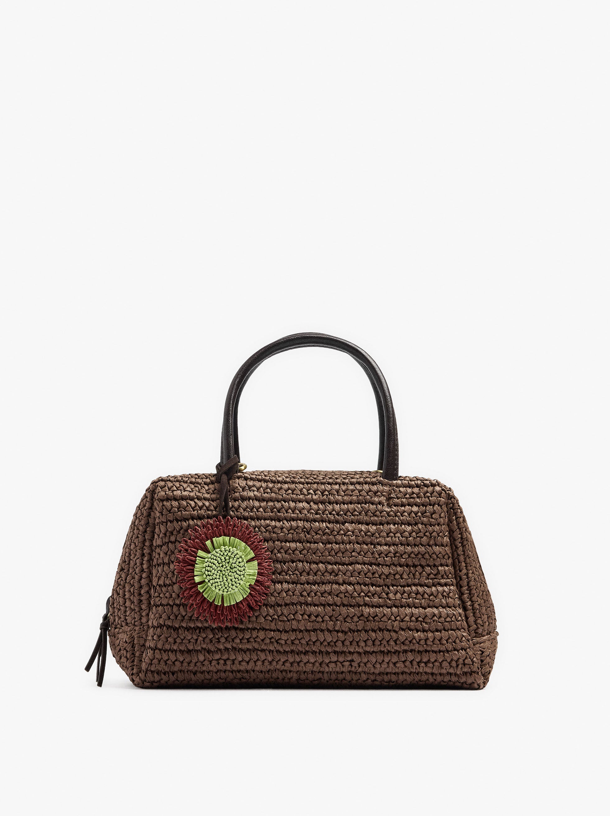 Bolso Bowling Efecto Rafia Con Colgante M