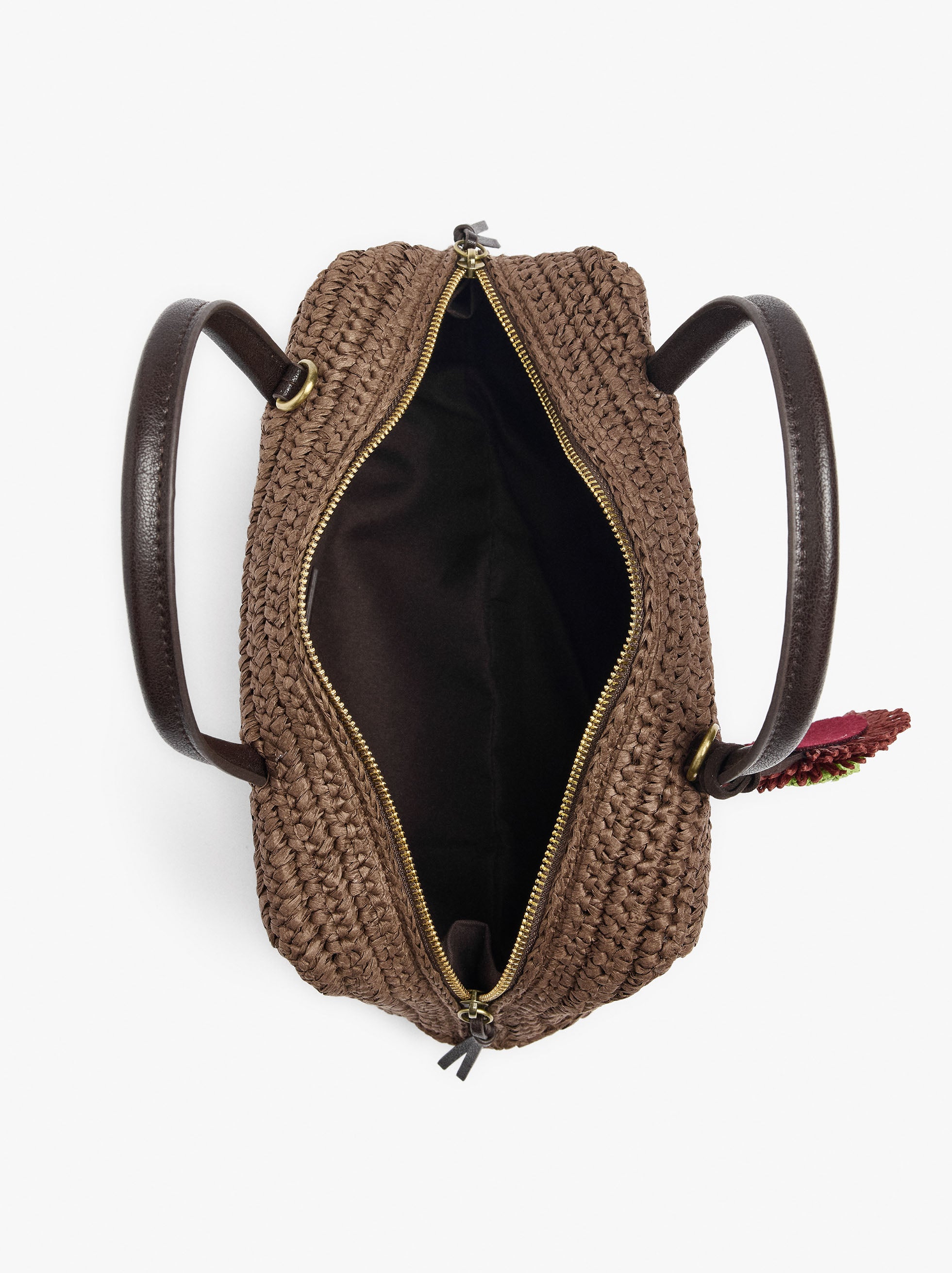 Bolso Bowling Efecto Rafia Con Colgante M