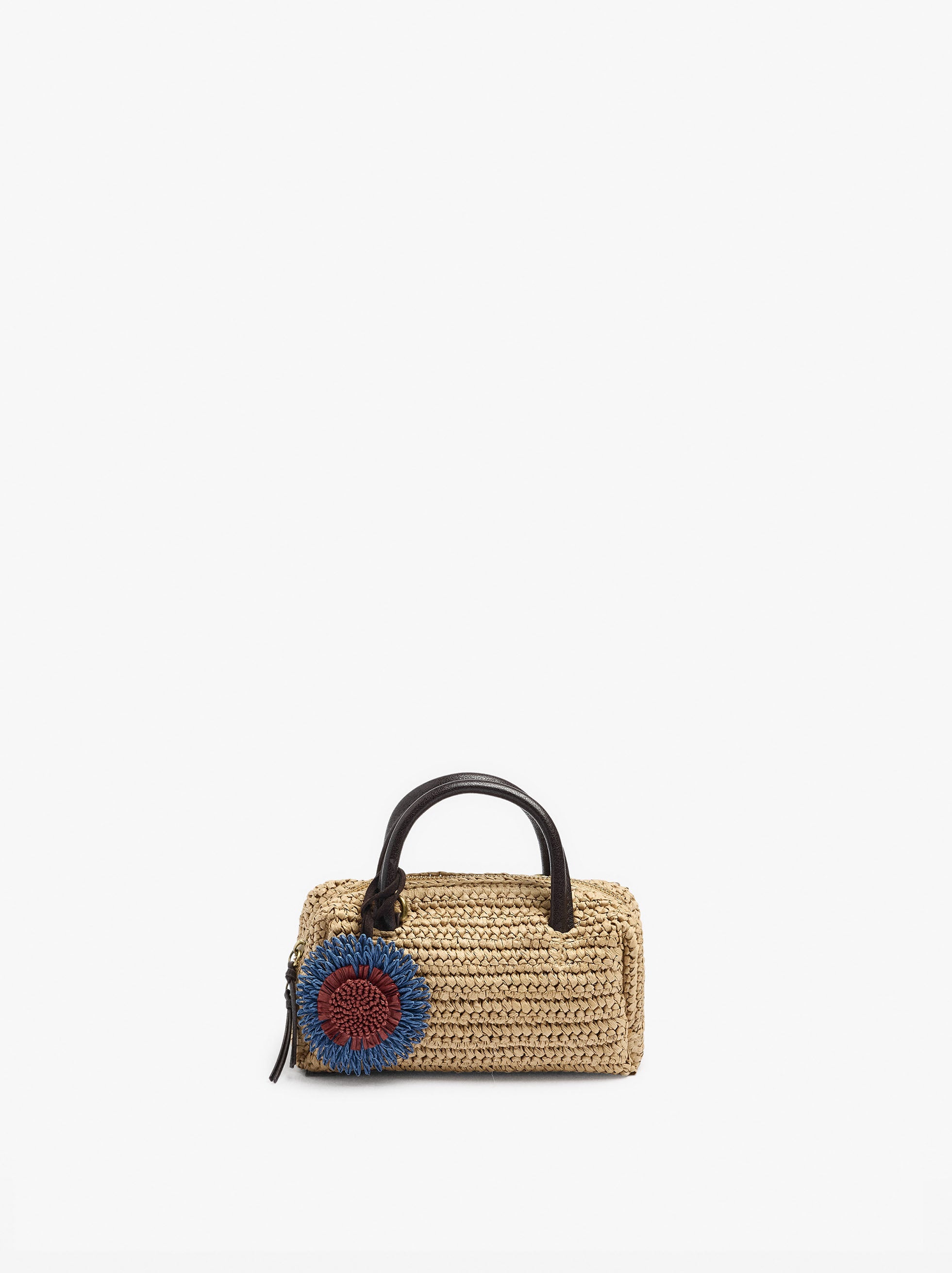 Bolso Bowling Efecto Rafia Con Colgante S