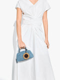 Bolso Bowling Efecto Rafia Con Colgante S
