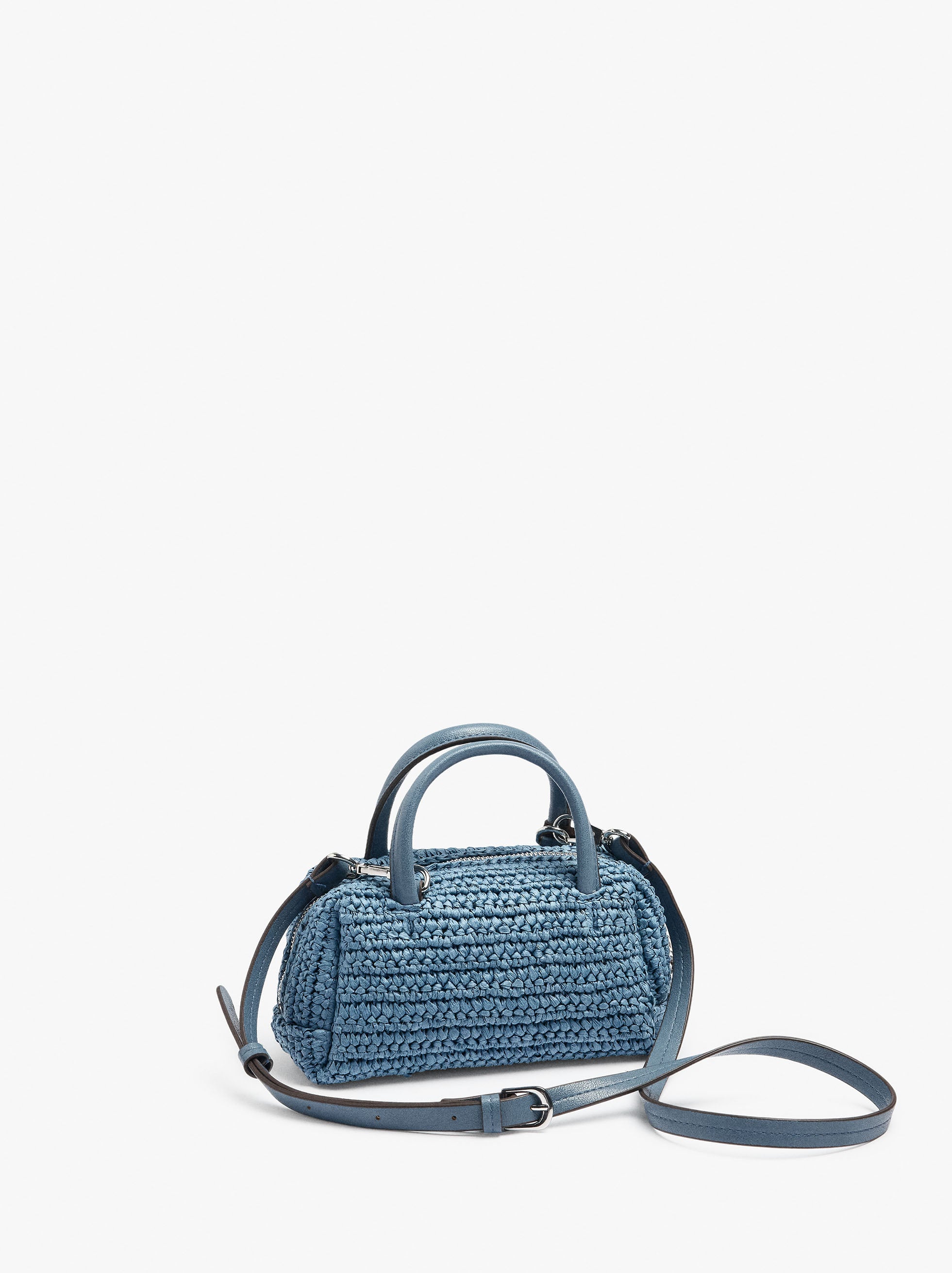 Bolso Bowling Efecto Rafia Con Colgante S