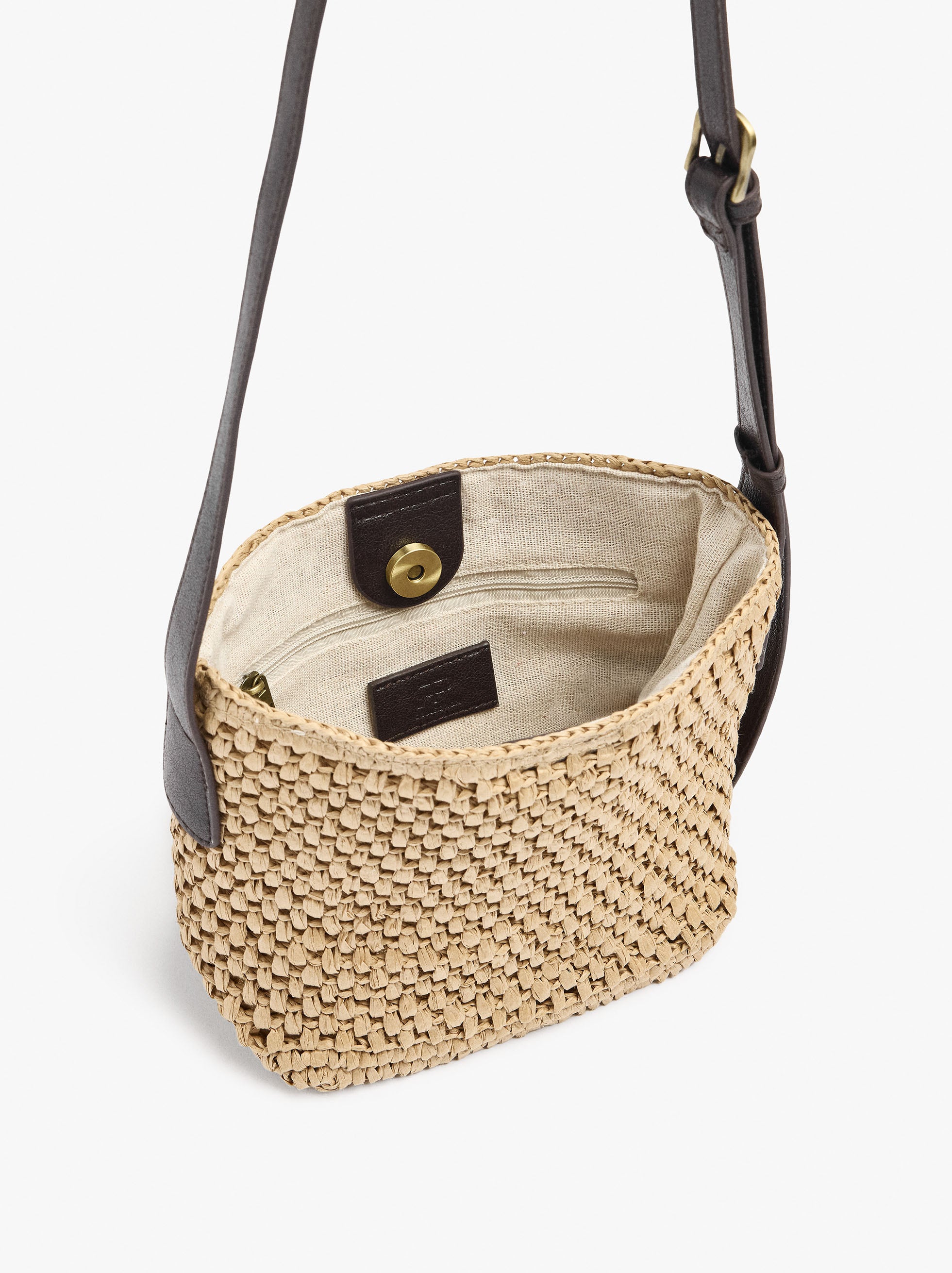 Bolso Bandolera Con Efecto Rafia