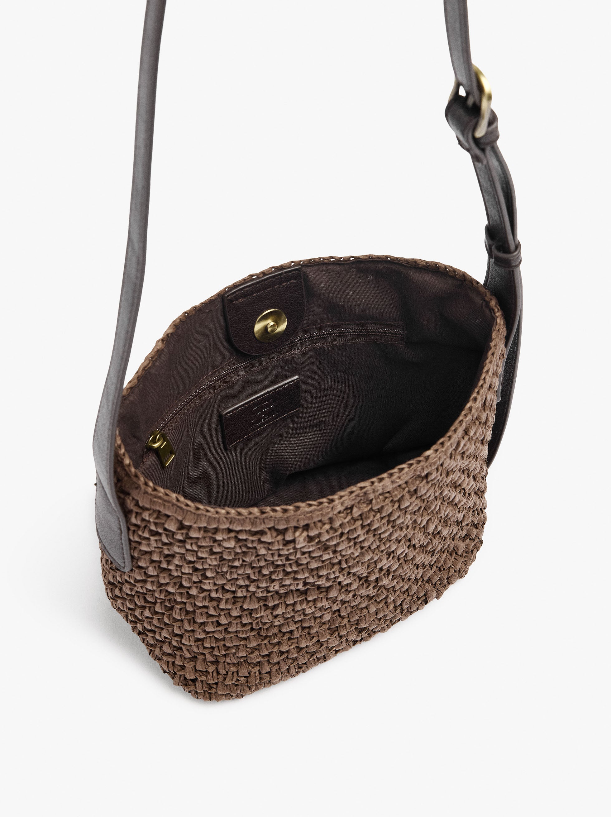 Bolso Bandolera Con Efecto Rafia