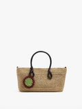 Bolso Tote Efecto Rafia Con Colgante
