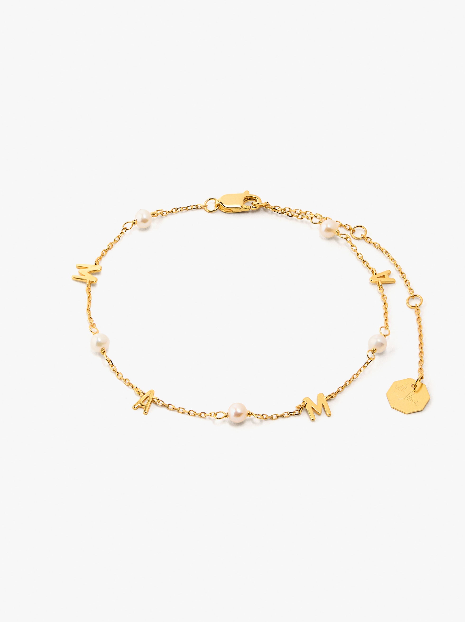 Pulsera Mama Con Perlas De Agua Dulce - Plata De Ley 925
