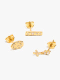 Set De Pendientes Con Circonitas Baño De Oro 18k - Plata De Ley 925