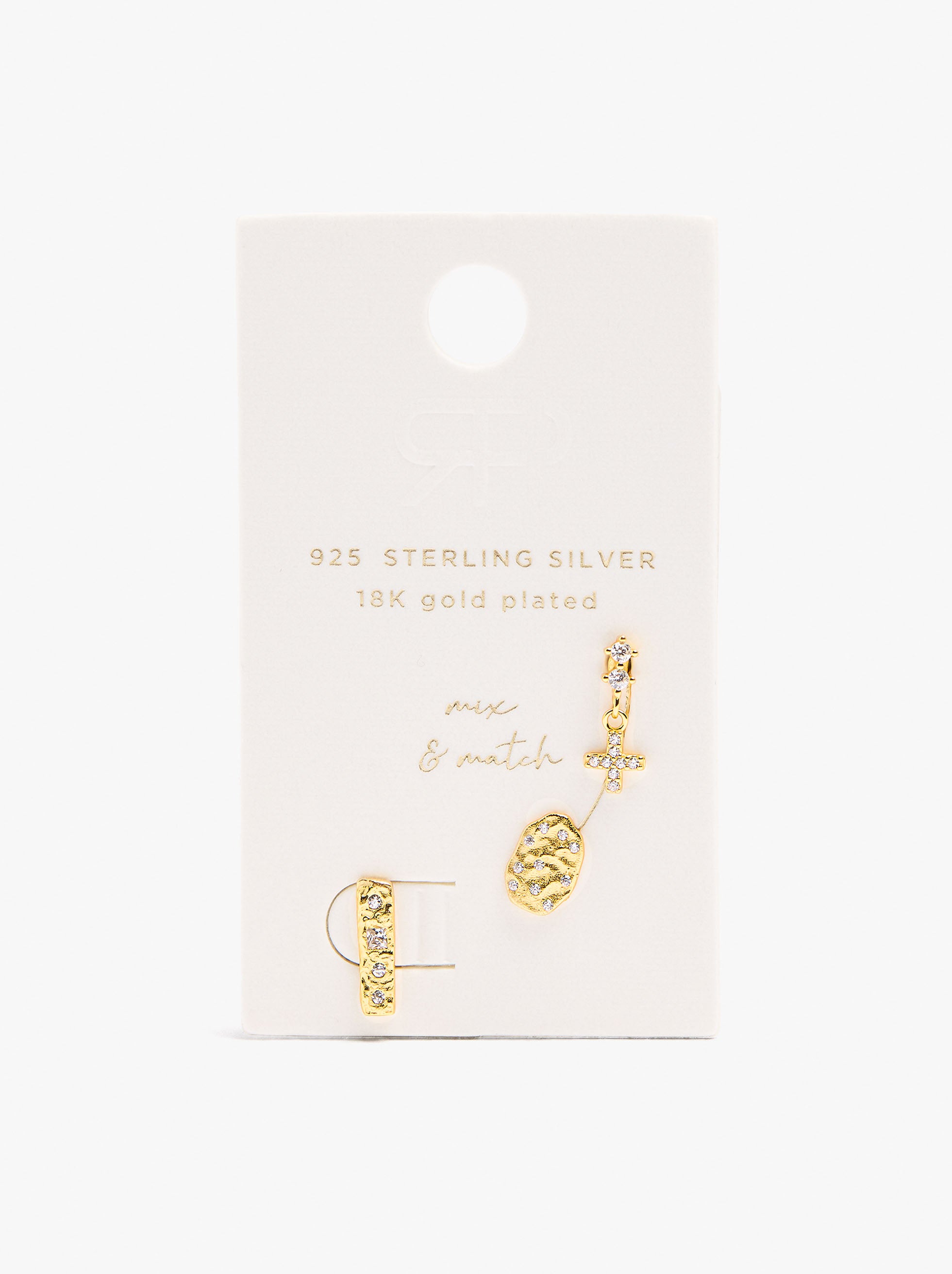 Set De Pendientes Con Circonitas Baño De Oro 18k - Plata De Ley 925