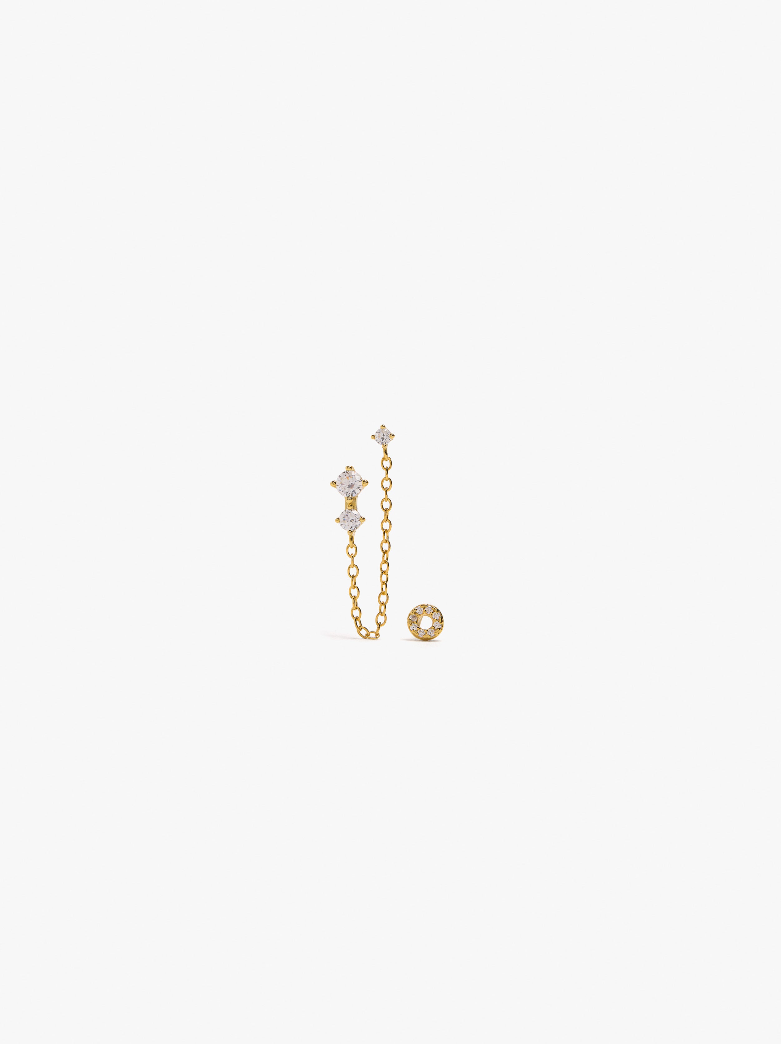 Set De Pendientes De Circonitas Baño De Oro 18k - Plata De Ley 925