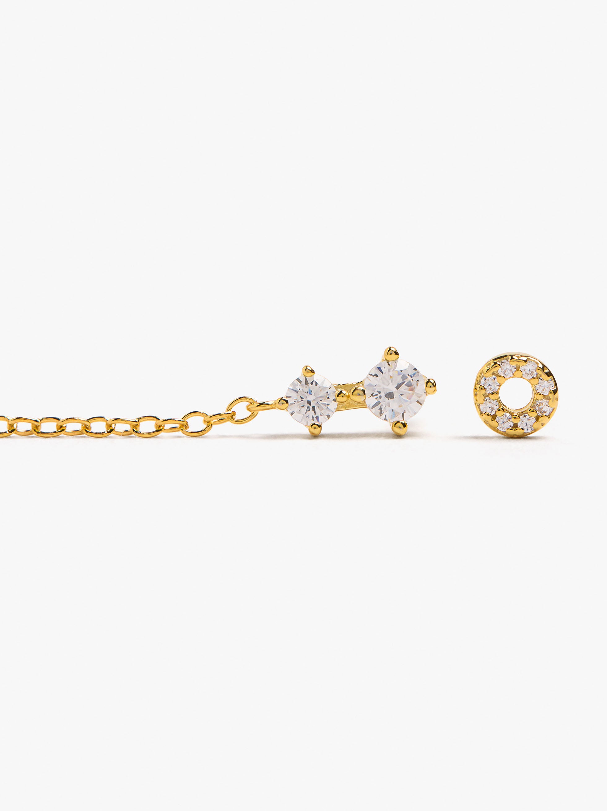 Set De Pendientes De Circonitas Baño De Oro 18k - Plata De Ley 925