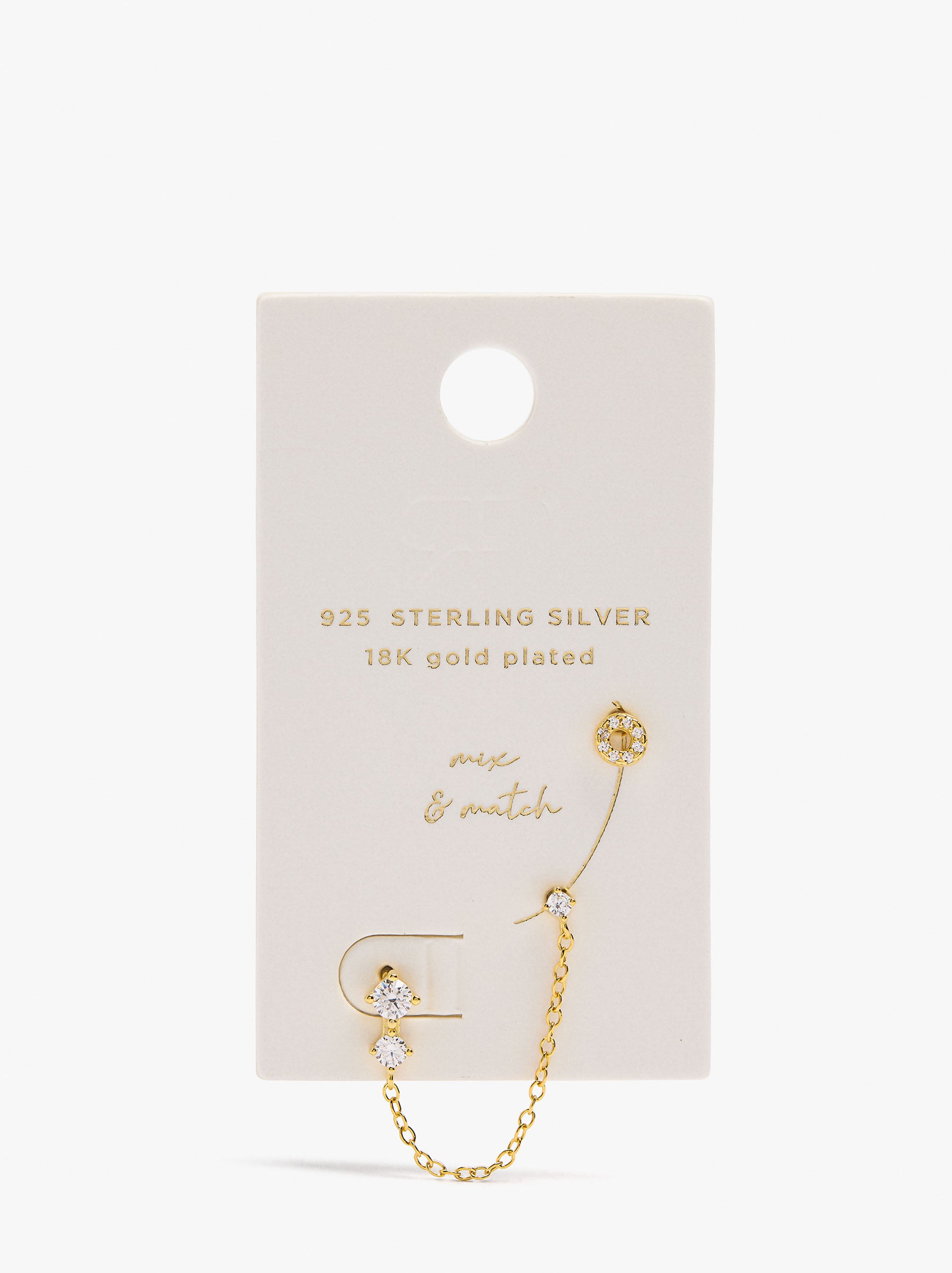 Set De Pendientes De Circonitas Baño De Oro 18k - Plata De Ley 925