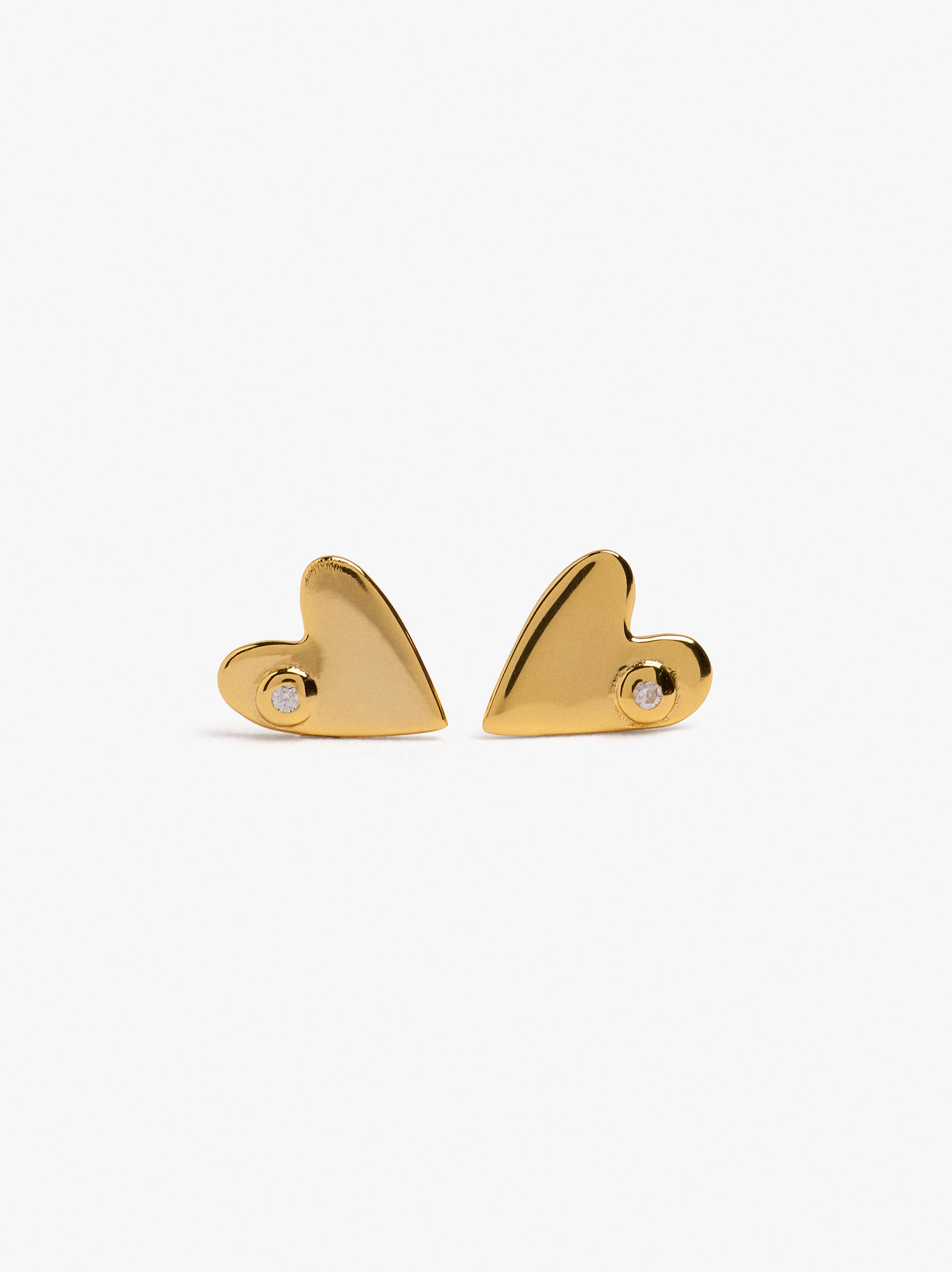 Pendientes De Corazón Con Circonita - Plata De Ley 925