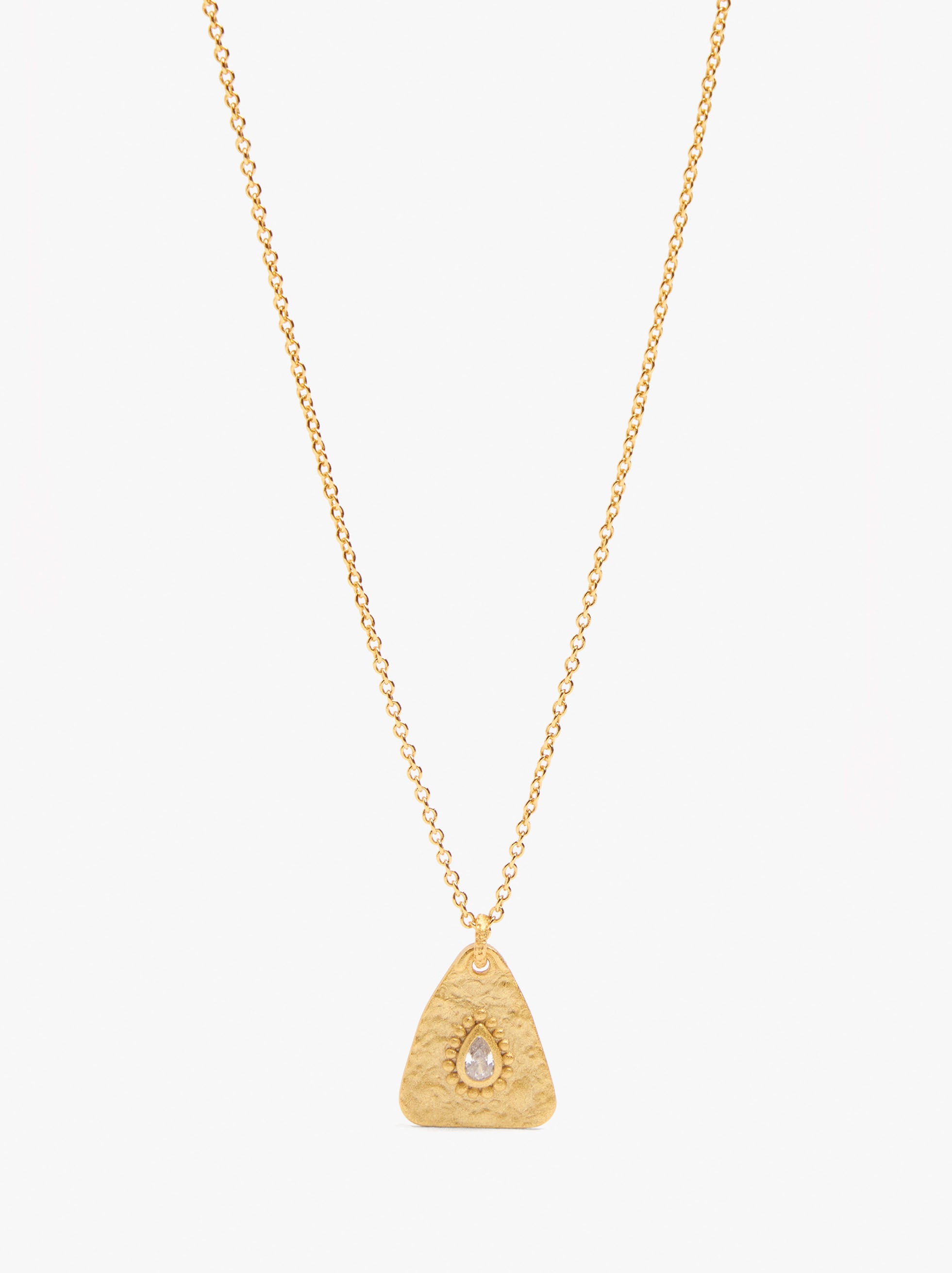 Collar Con Triángulo Y Circonita Baño De Oro 18k - Plata De Ley 925