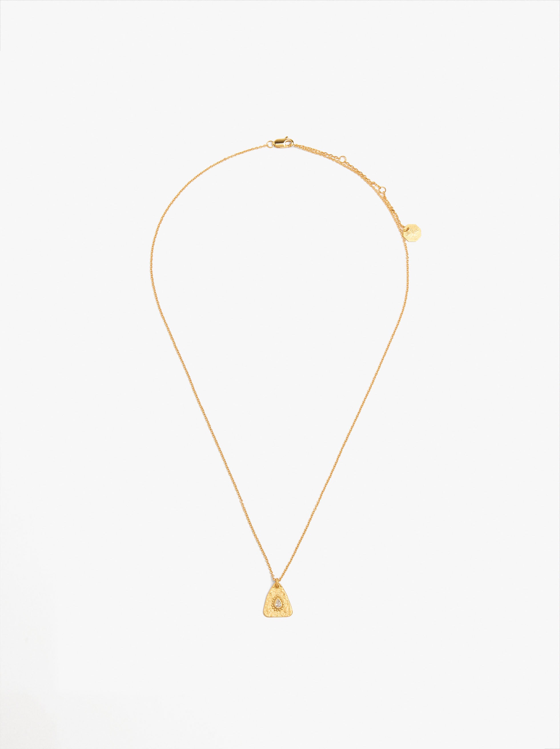 Collar Con Triángulo Y Circonita Baño De Oro 18k - Plata De Ley 925