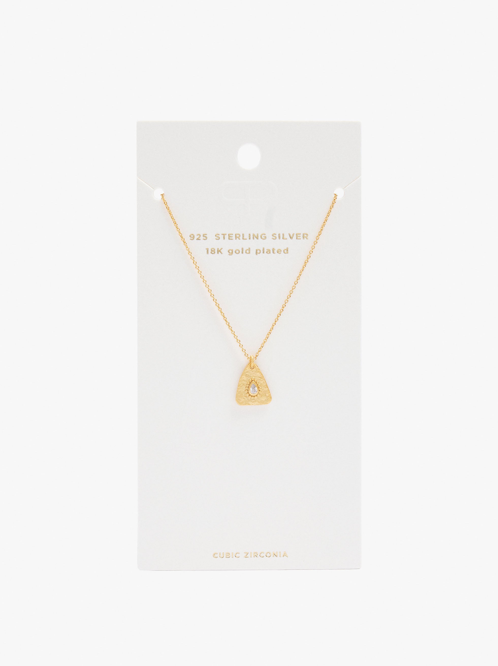 Collar Con Triángulo Y Circonita Baño De Oro 18k - Plata De Ley 925