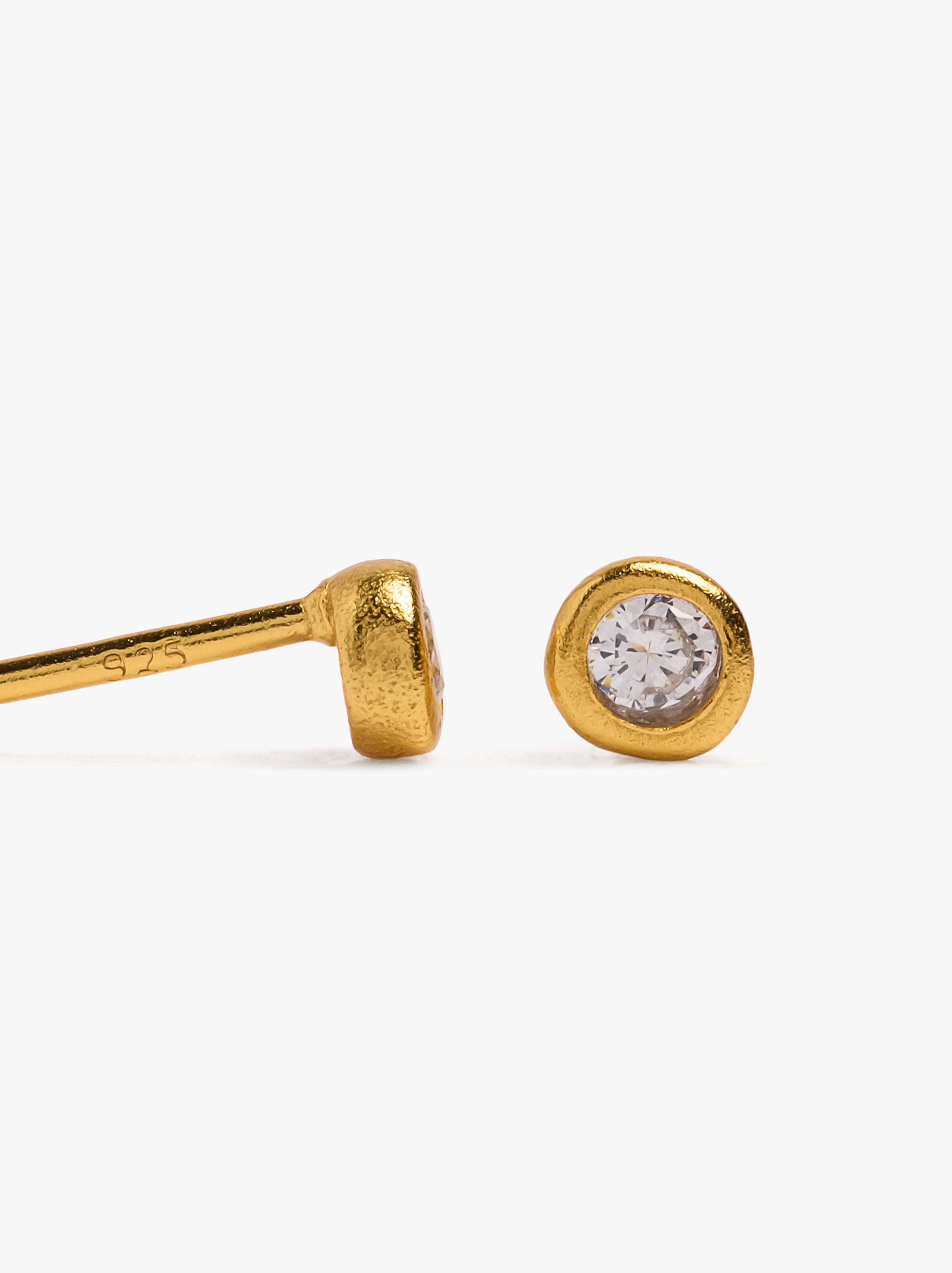 Pendientes Com Circonita Baño De Oro 18k - Plata De Ley 925