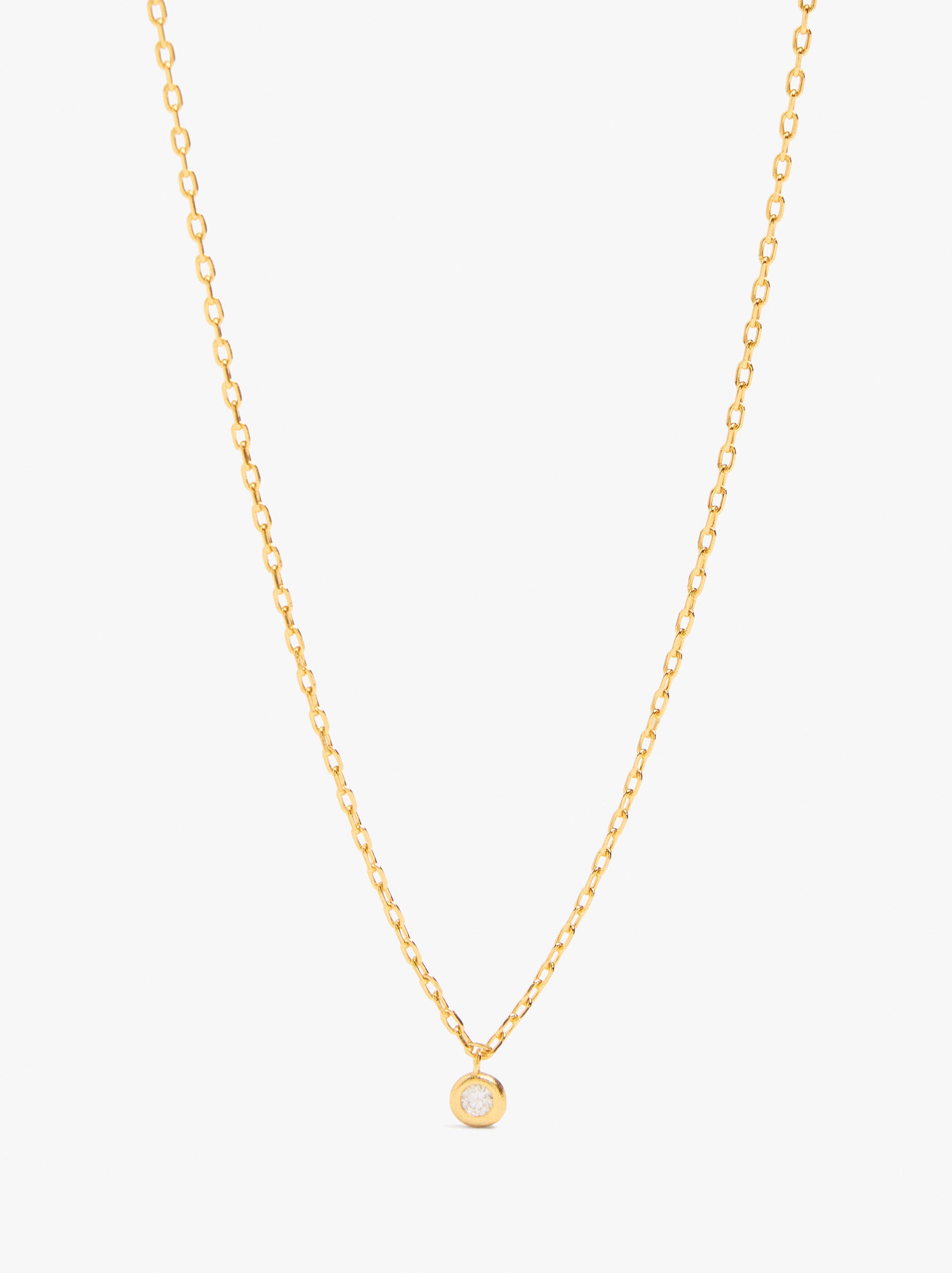 Collar Con Circonia Baño De Oro 18k - Plata De Ley 925