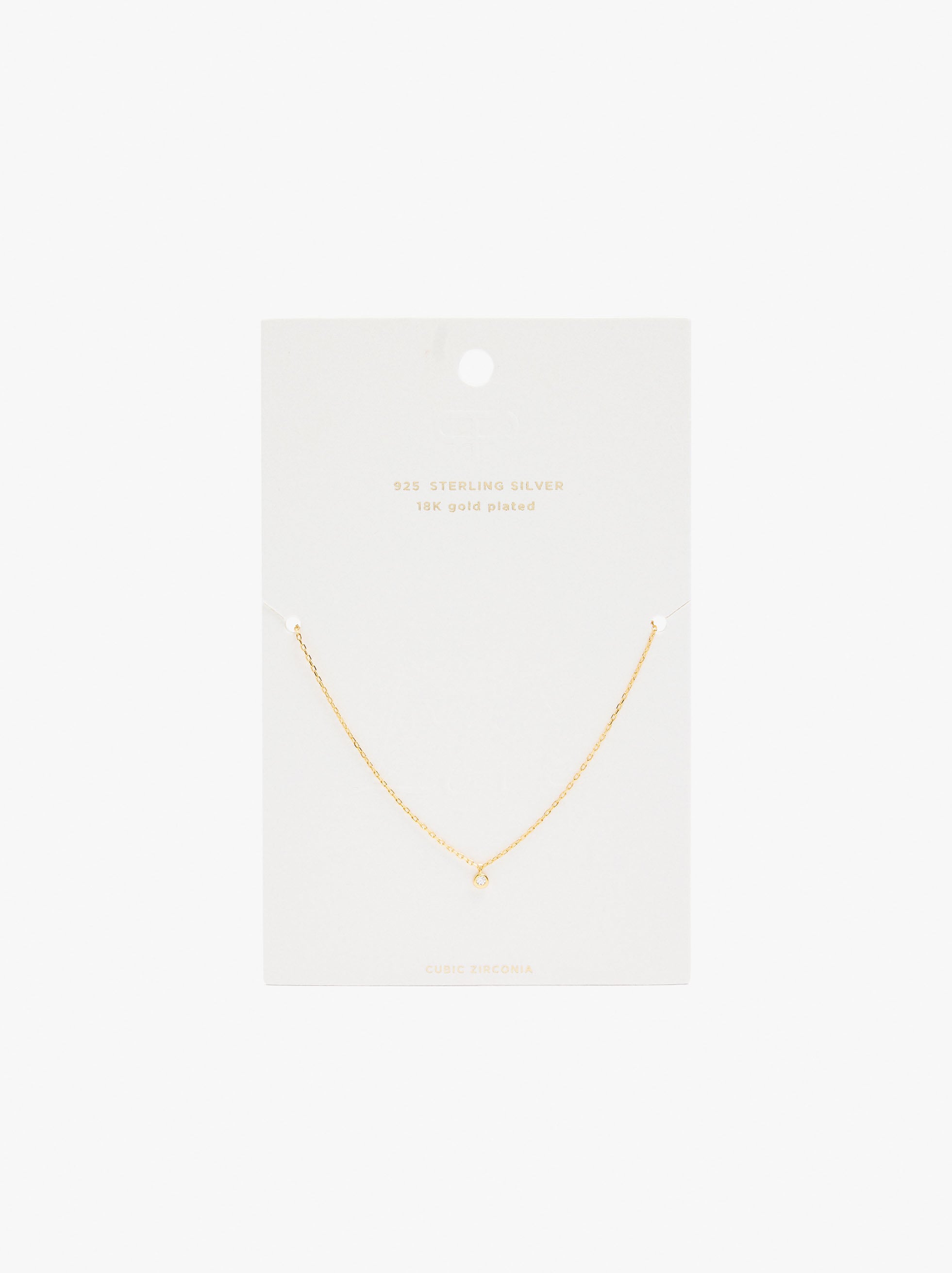 Collar Con Circonia Baño De Oro 18k - Plata De Ley 925