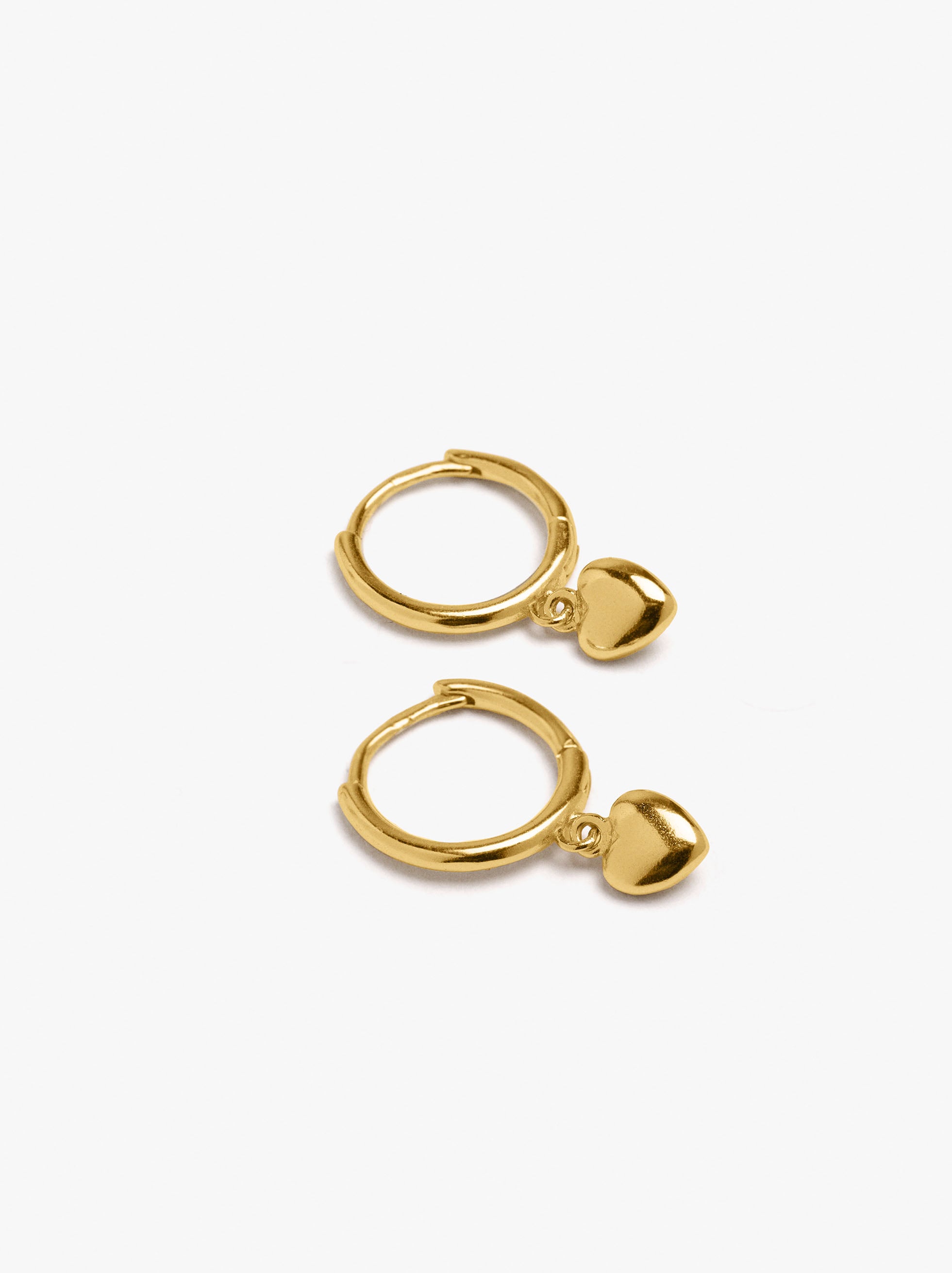 Aros Colgantes De Corazón Con Baño De Oro 18k - Plata De Ley 925