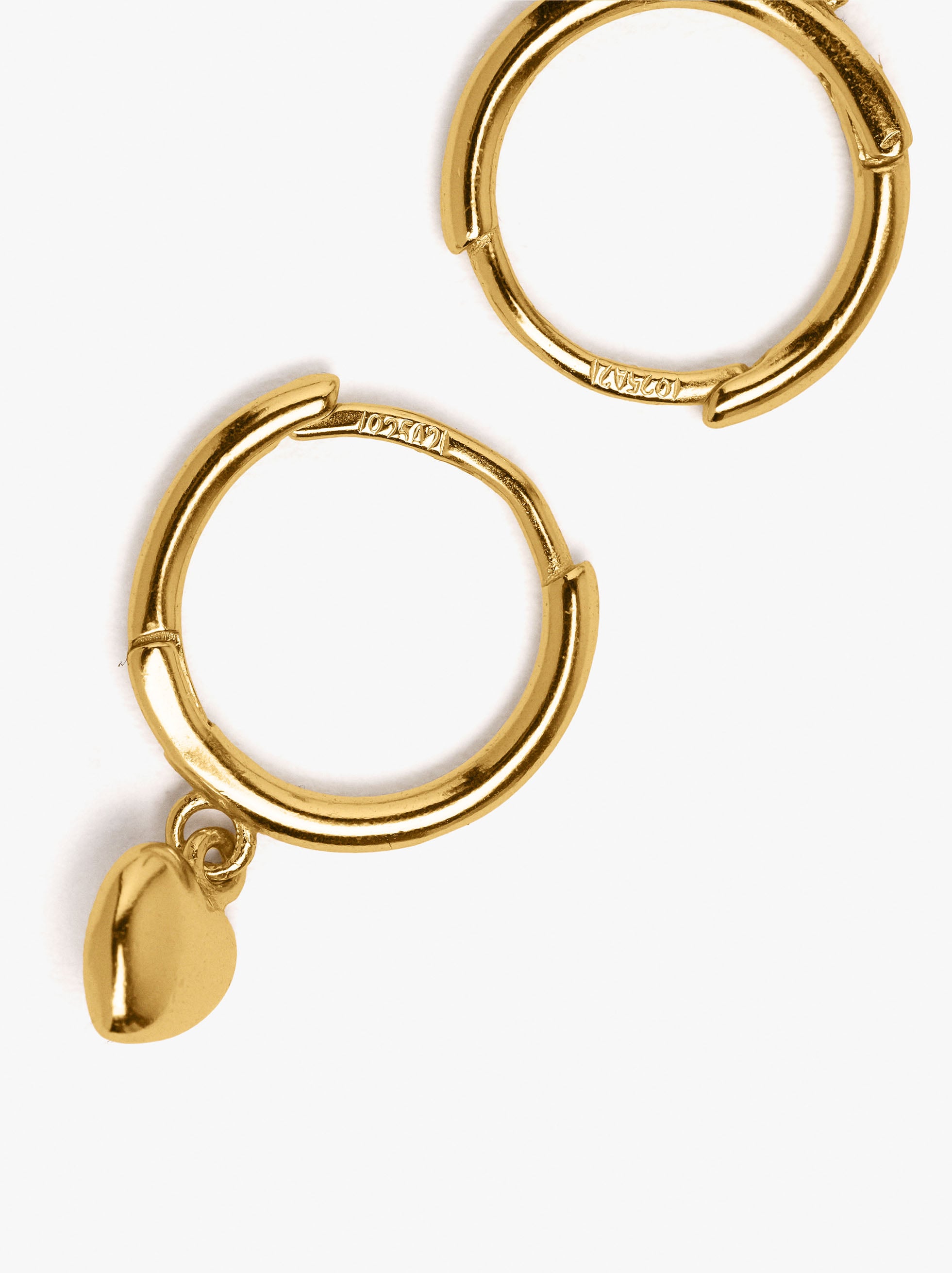 Aros Colgantes De Corazón Con Baño De Oro 18k - Plata De Ley 925