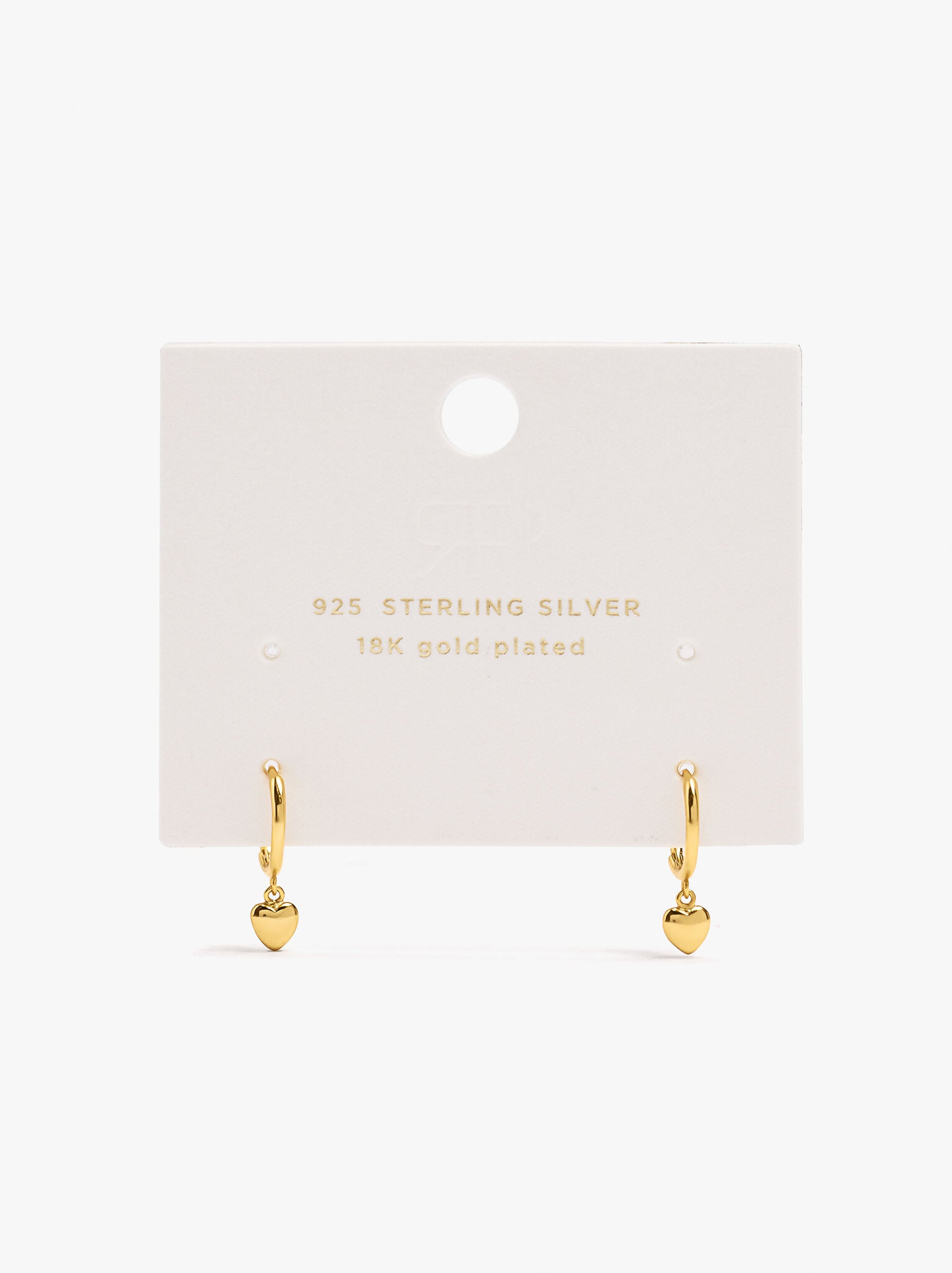 Aros Colgantes De Corazón Con Baño De Oro 18k - Plata De Ley 925