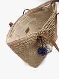 Bolso Shopper Efecto Rafia Con Colgante