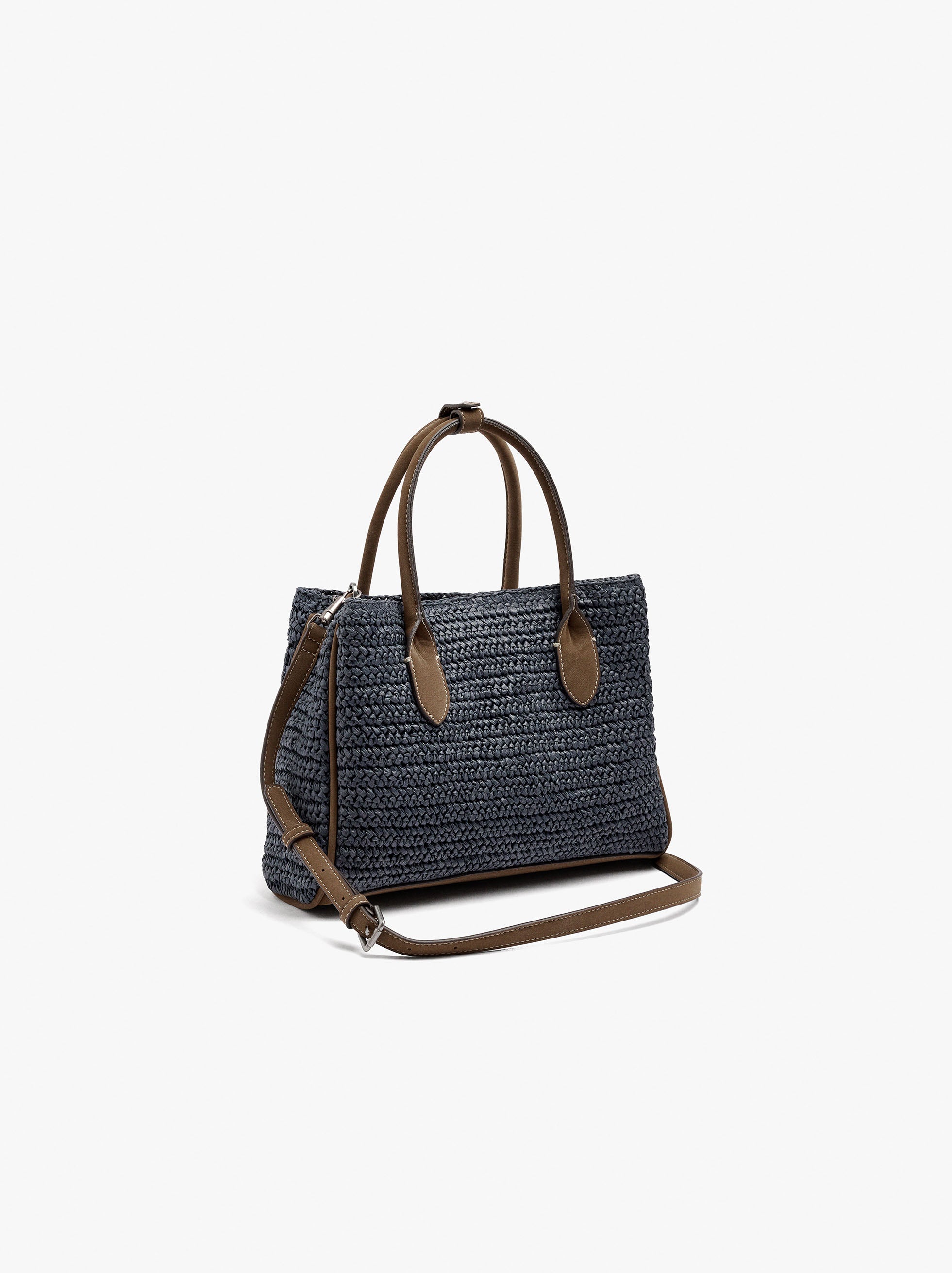 Bolso Tote Efecto Rafia Con Bandolera