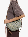 Bolso Bandolera Oval Con Efecto Rafia