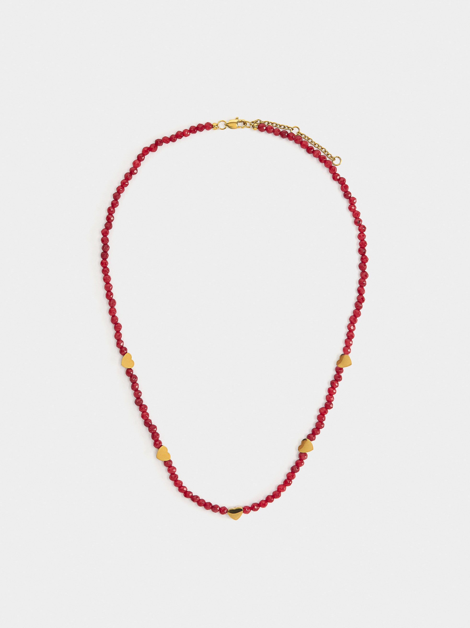 Collar Corto De Piedras Con Corazones
