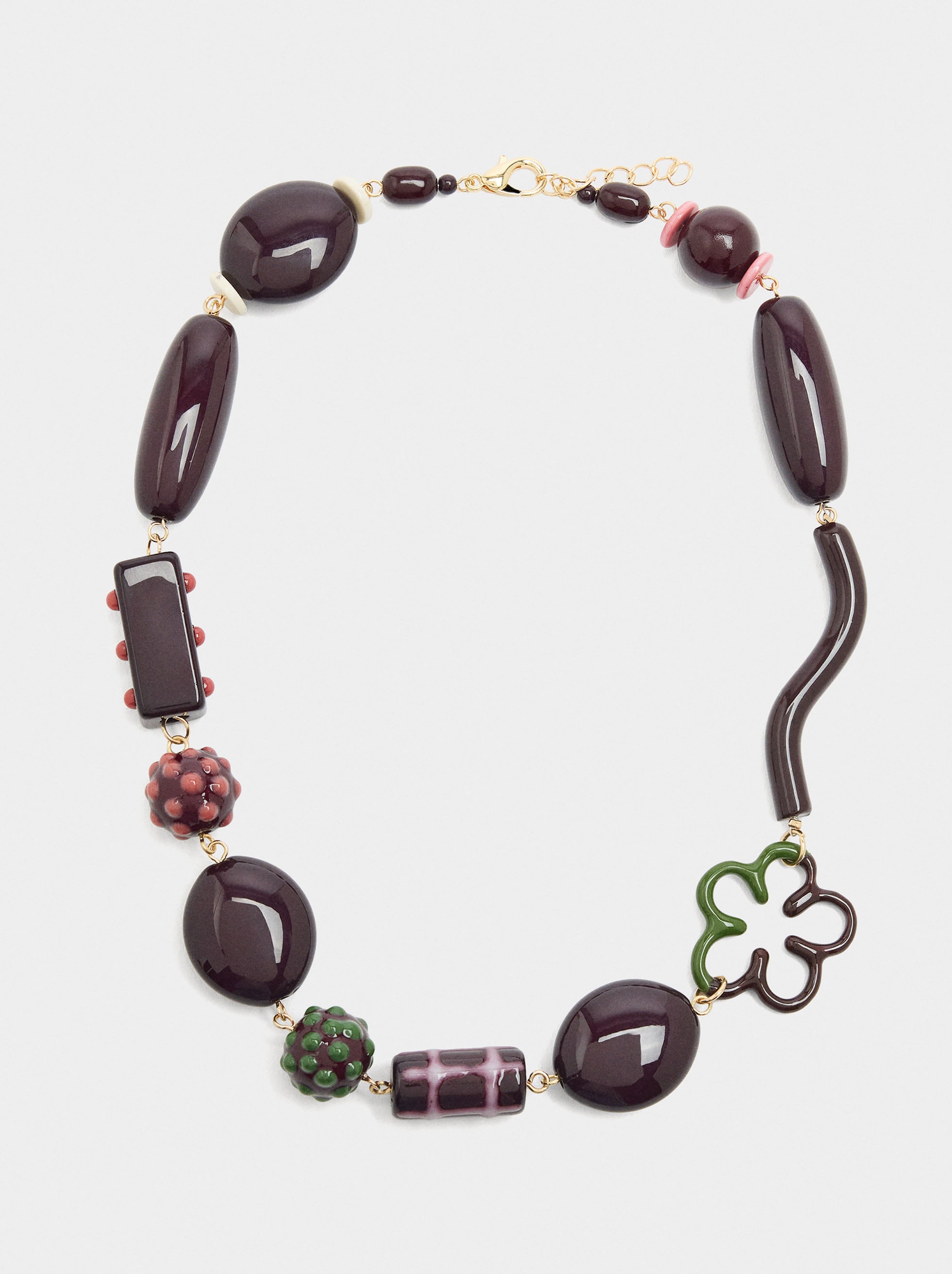 Collar Corto Cuentas Con Esmalte