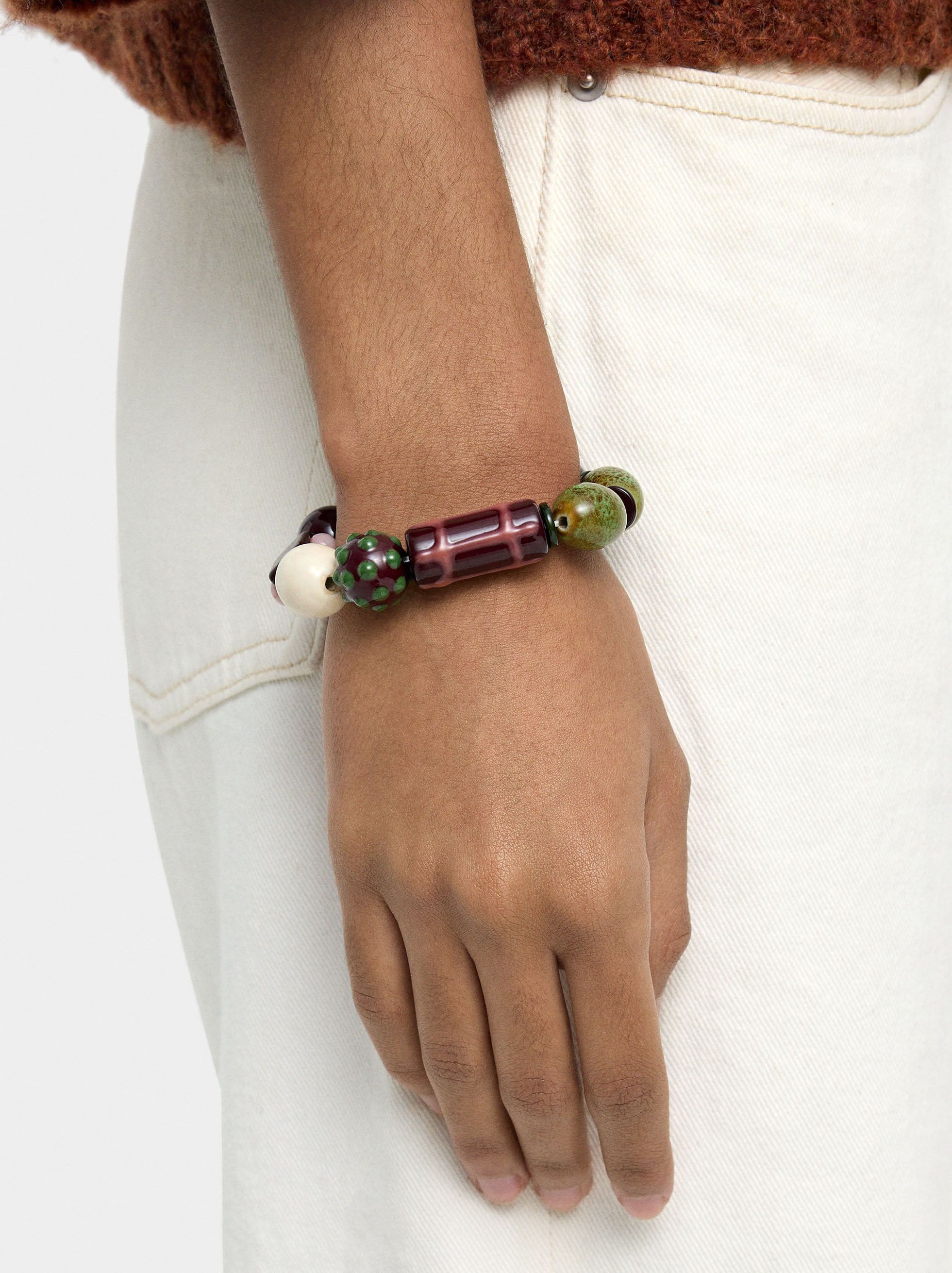 Pulsera Elástica Con Esmalte Y Cerámica