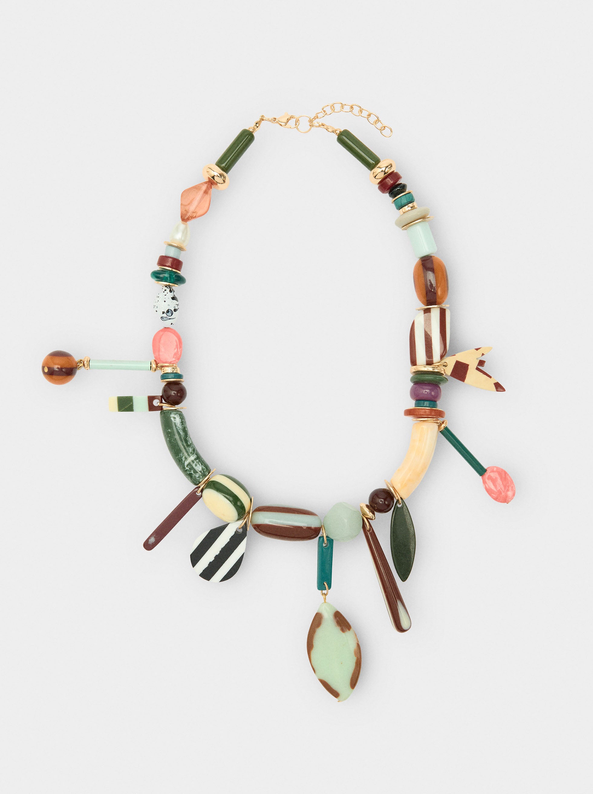 Collar Corto De Cuentas Multicolor