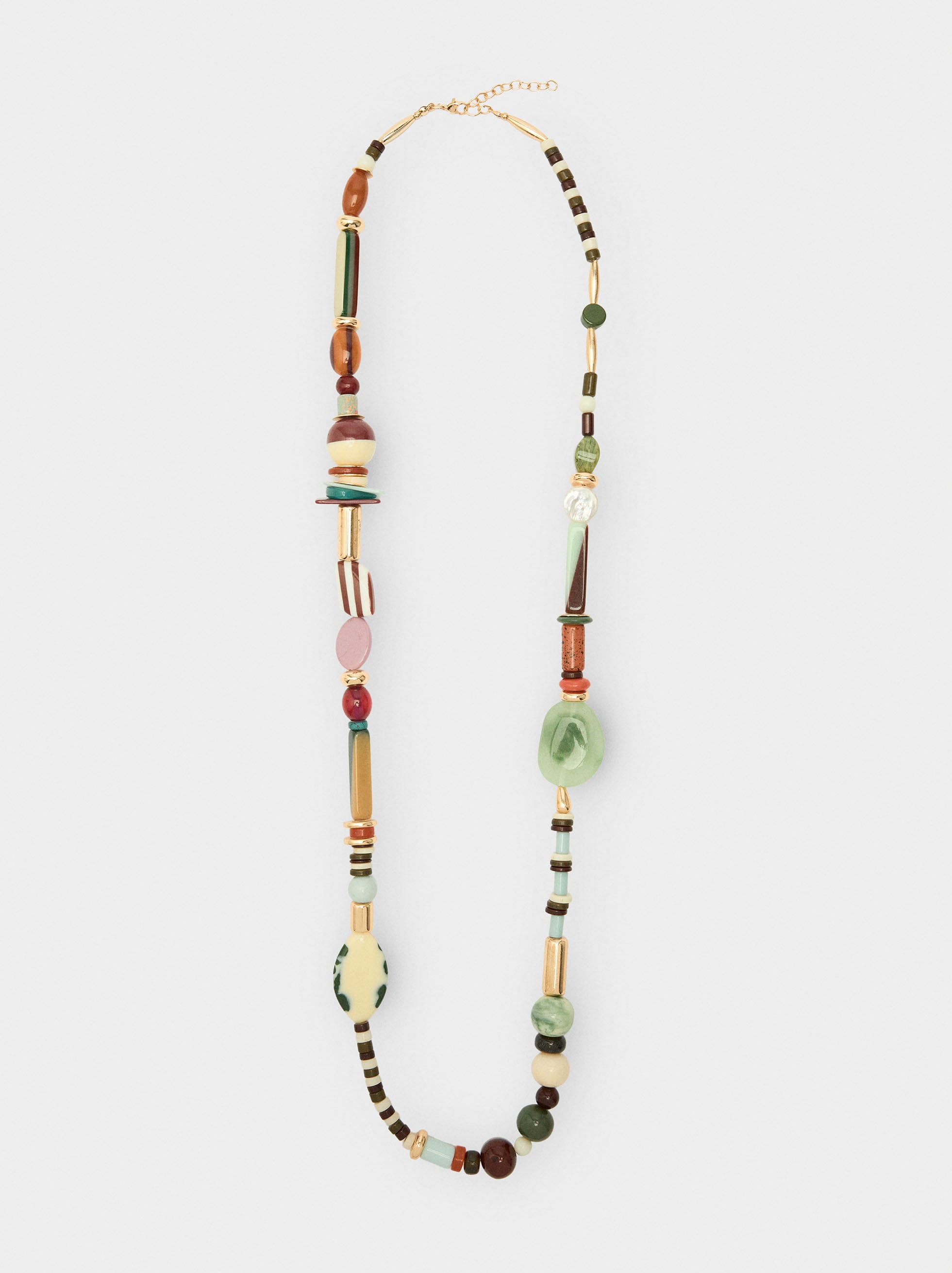 Collar Largo Con Cuentas Multicolor