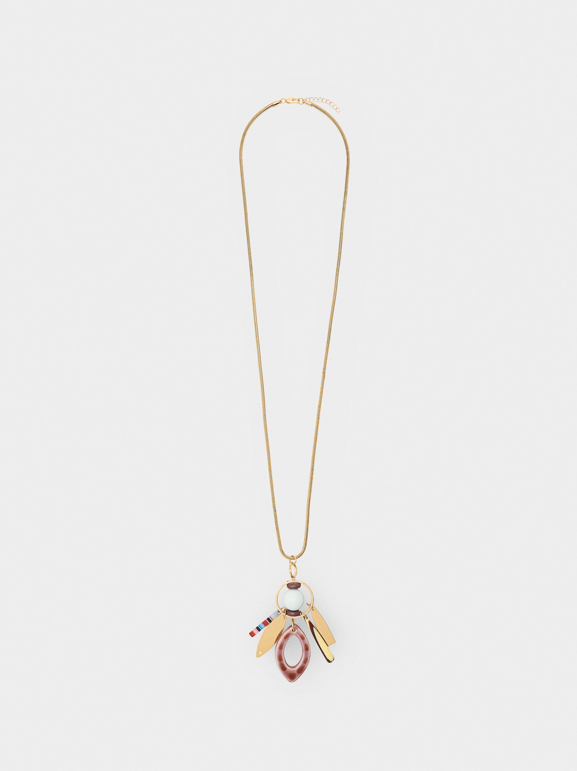 Collar Largo Con Colgante Multicolor
