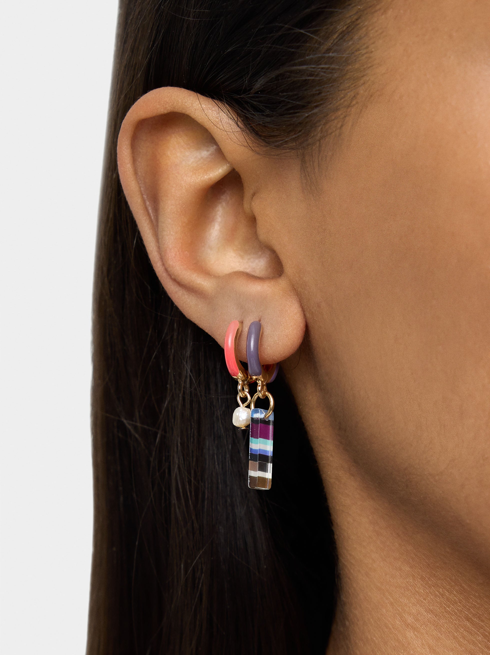 Set De Pendientes Multicolor Cuentas De Piedra